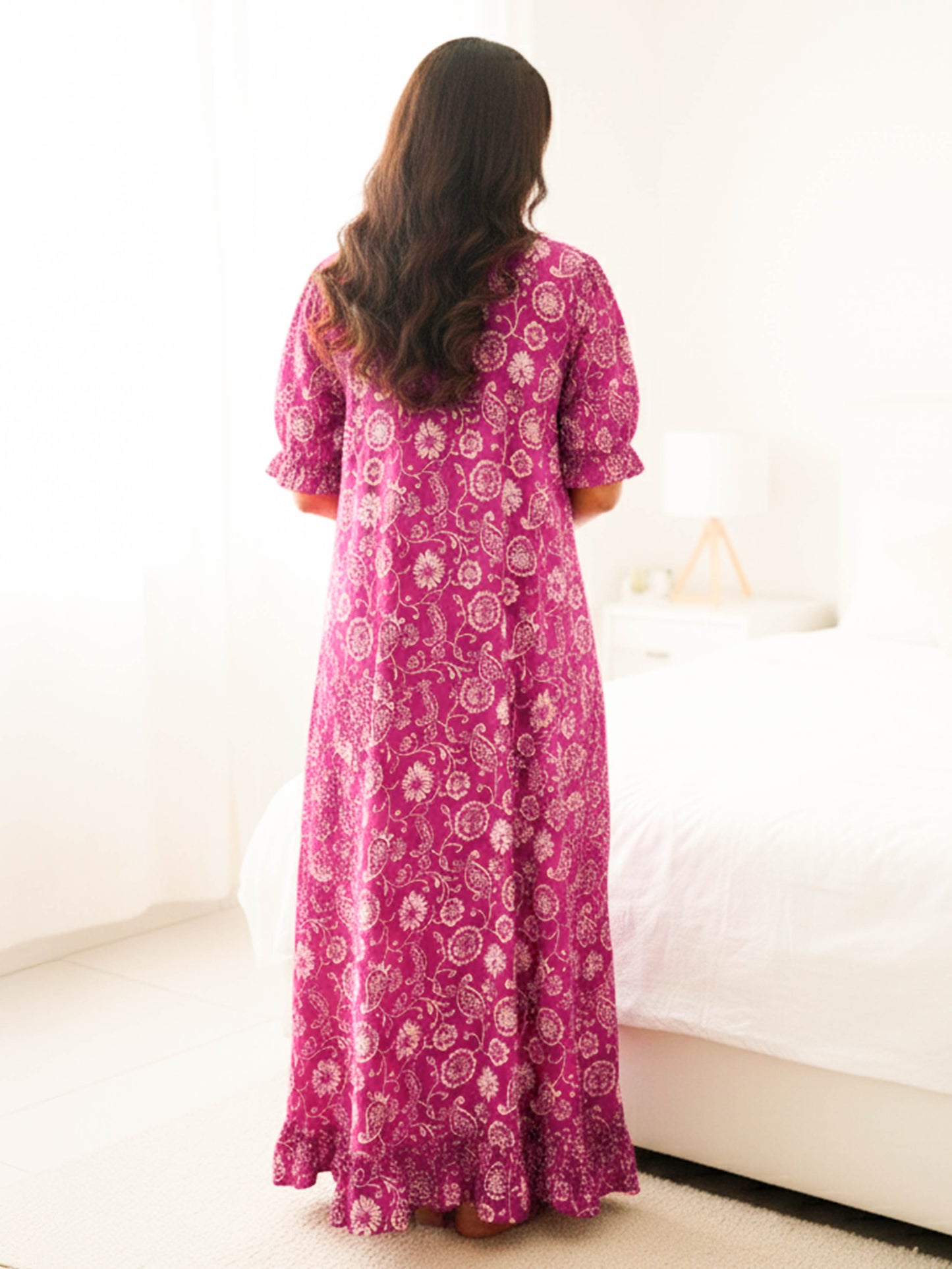 Soft Cotton Floral Pink Nighty