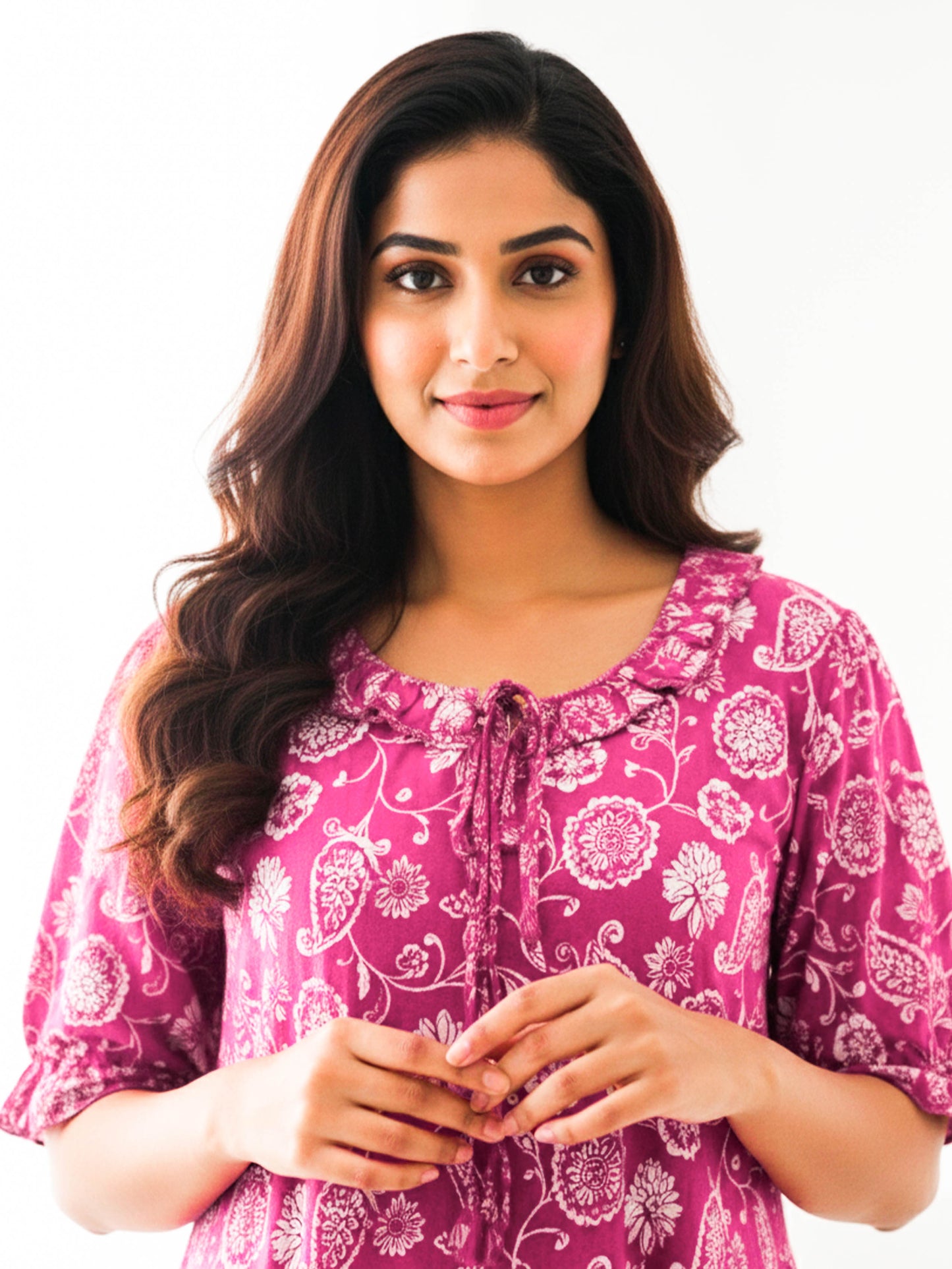 Soft Cotton Floral Pink Nighty