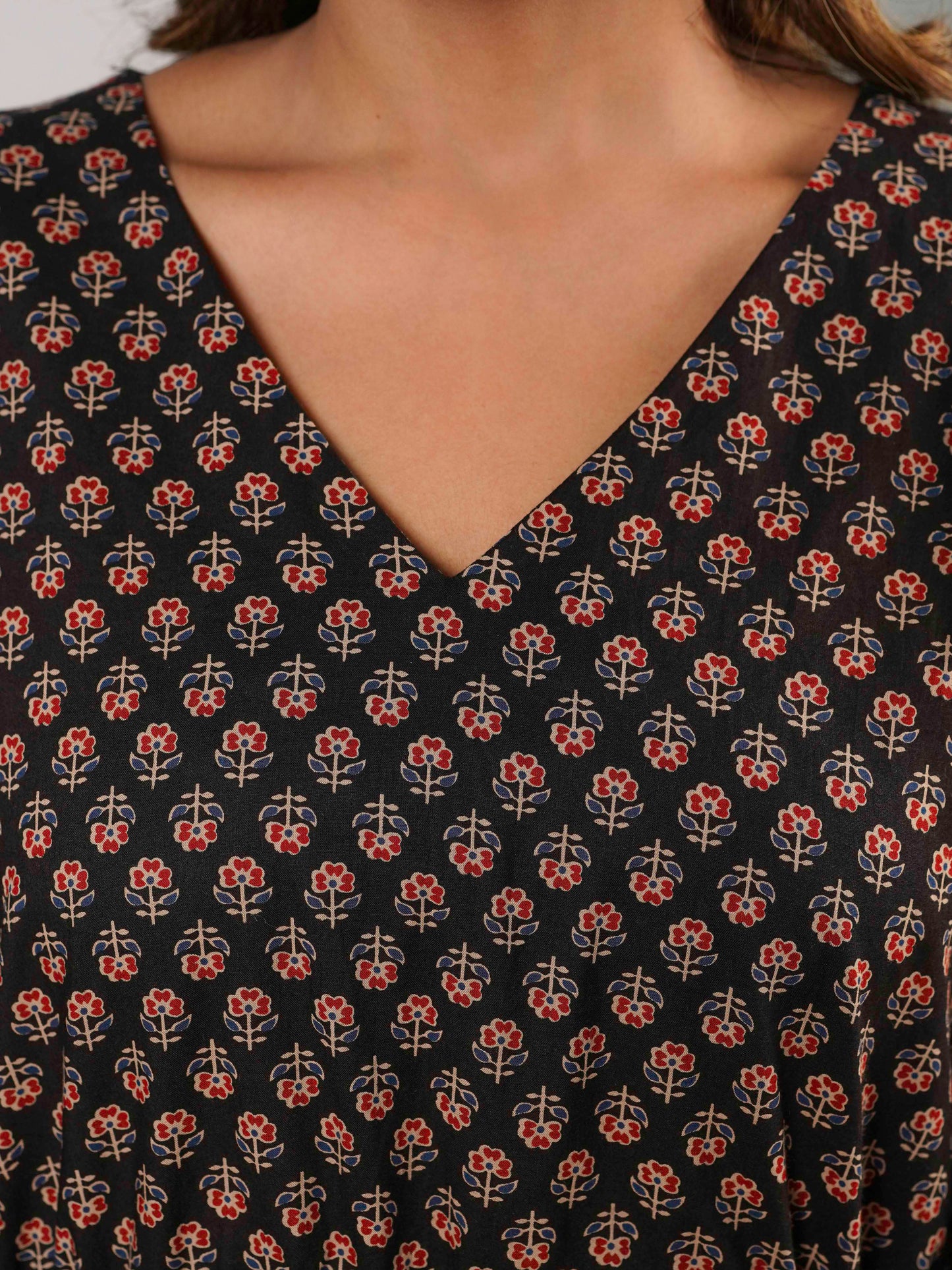 Soft Cotton Butti Kaftan Maroon Top