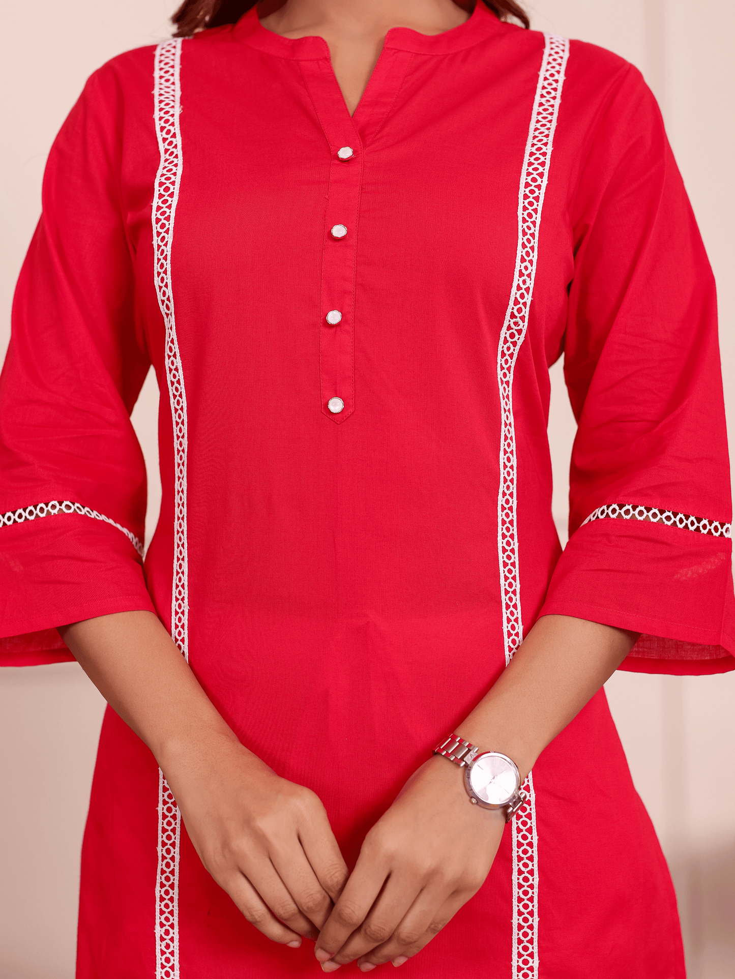 Soft Cotton Solid Straight Red Kurta