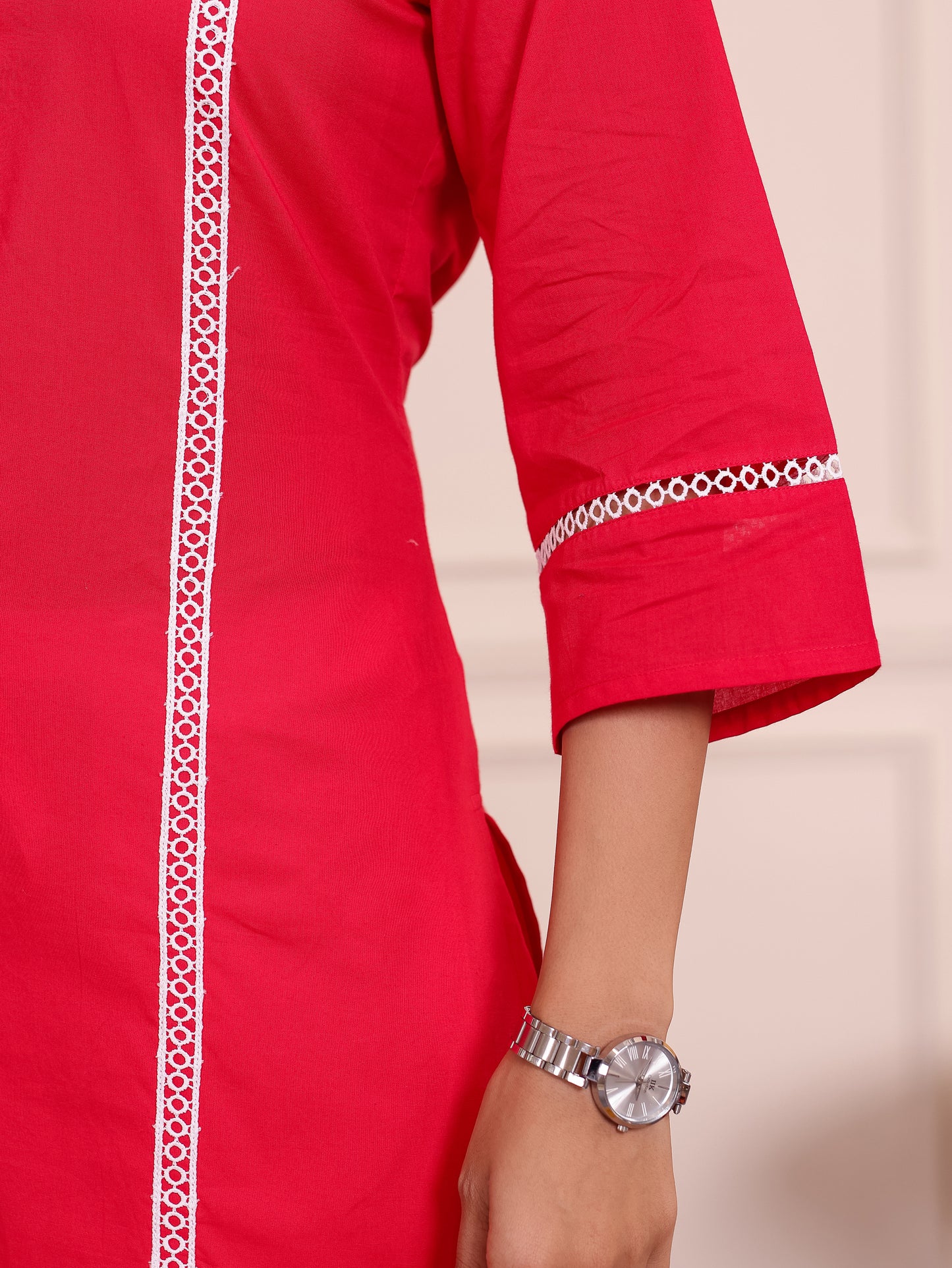 Soft Cotton Solid Straight Red Kurta