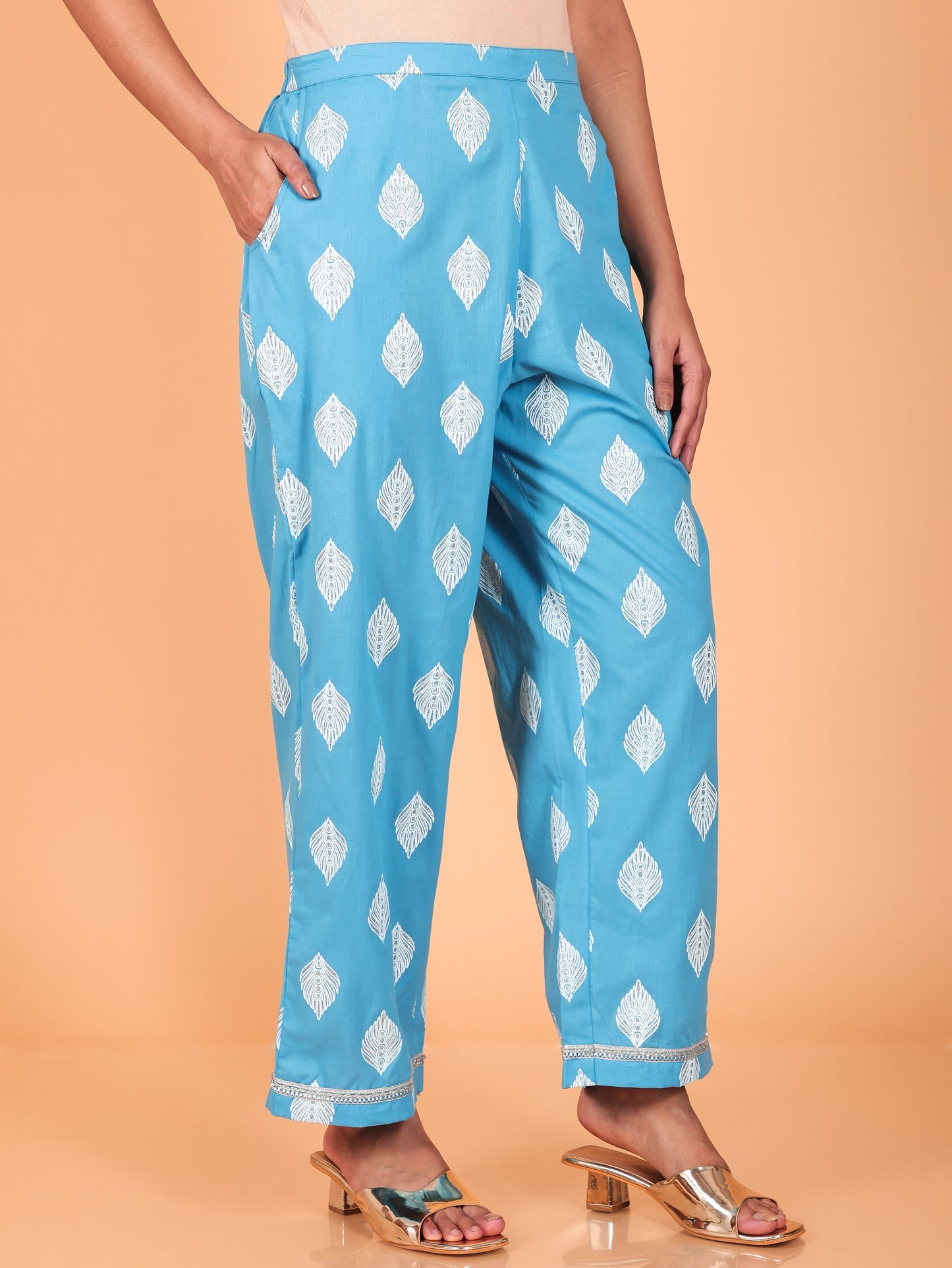 Soft Cotton Striped Straight Blue Kurta