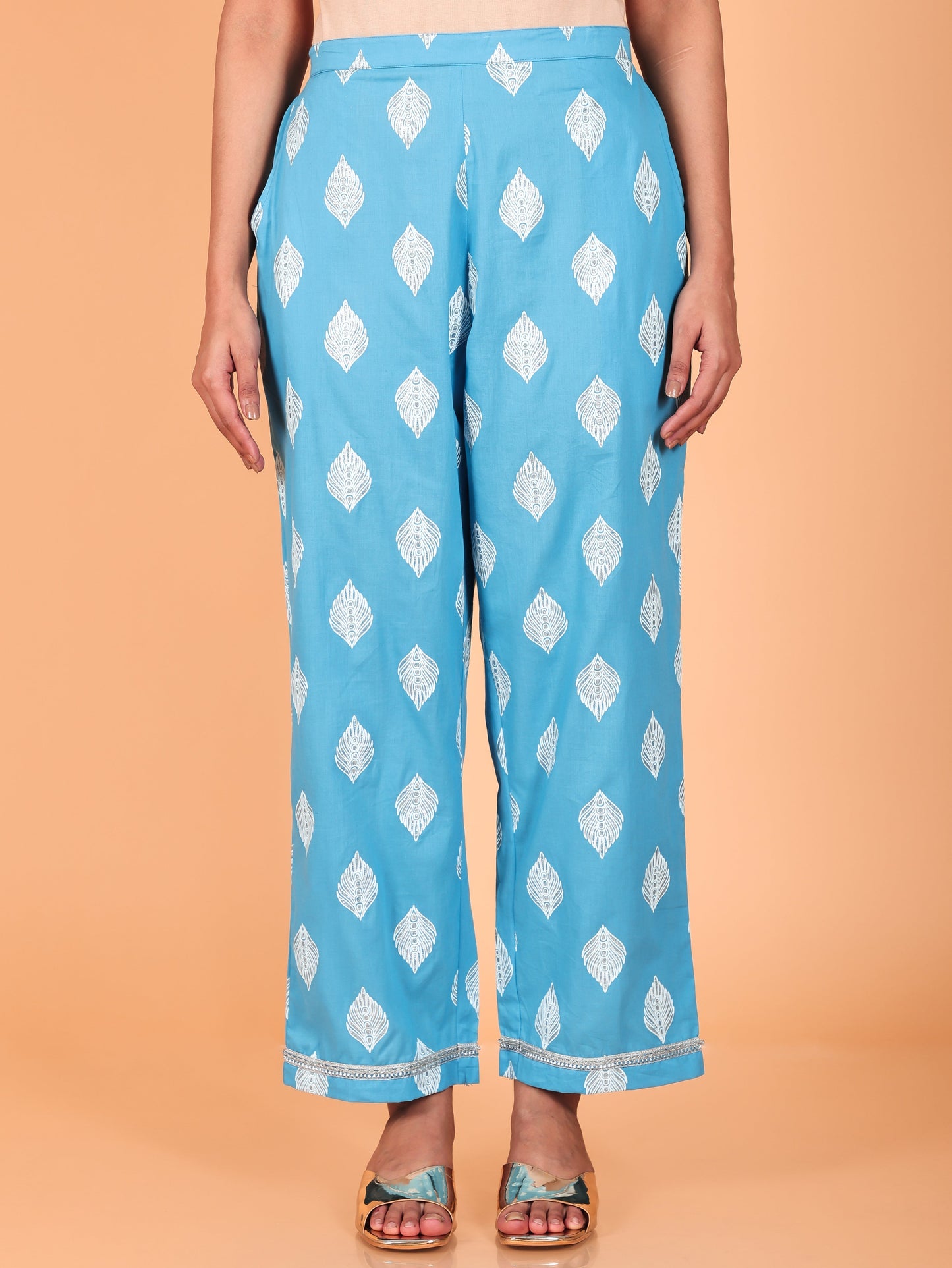 Soft Cotton Striped Straight Blue Kurta