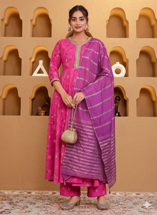 Chanderi Solid Pink Dupatta