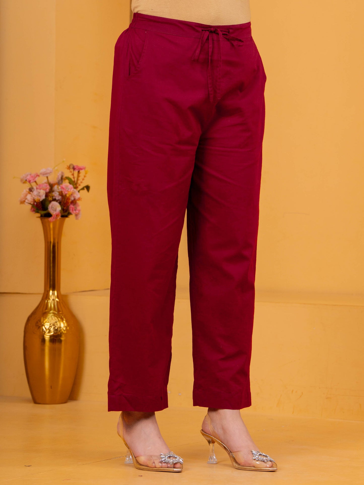 Embroidered Viscose Solid Flared Maroon Kurta