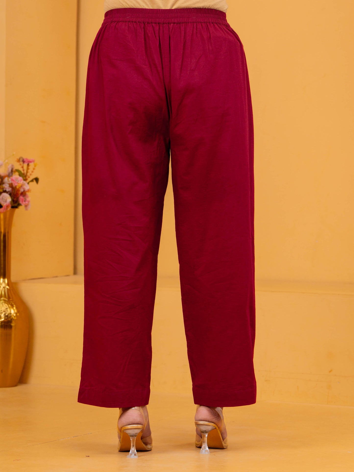 Embroidered Viscose Solid Flared Maroon Kurta
