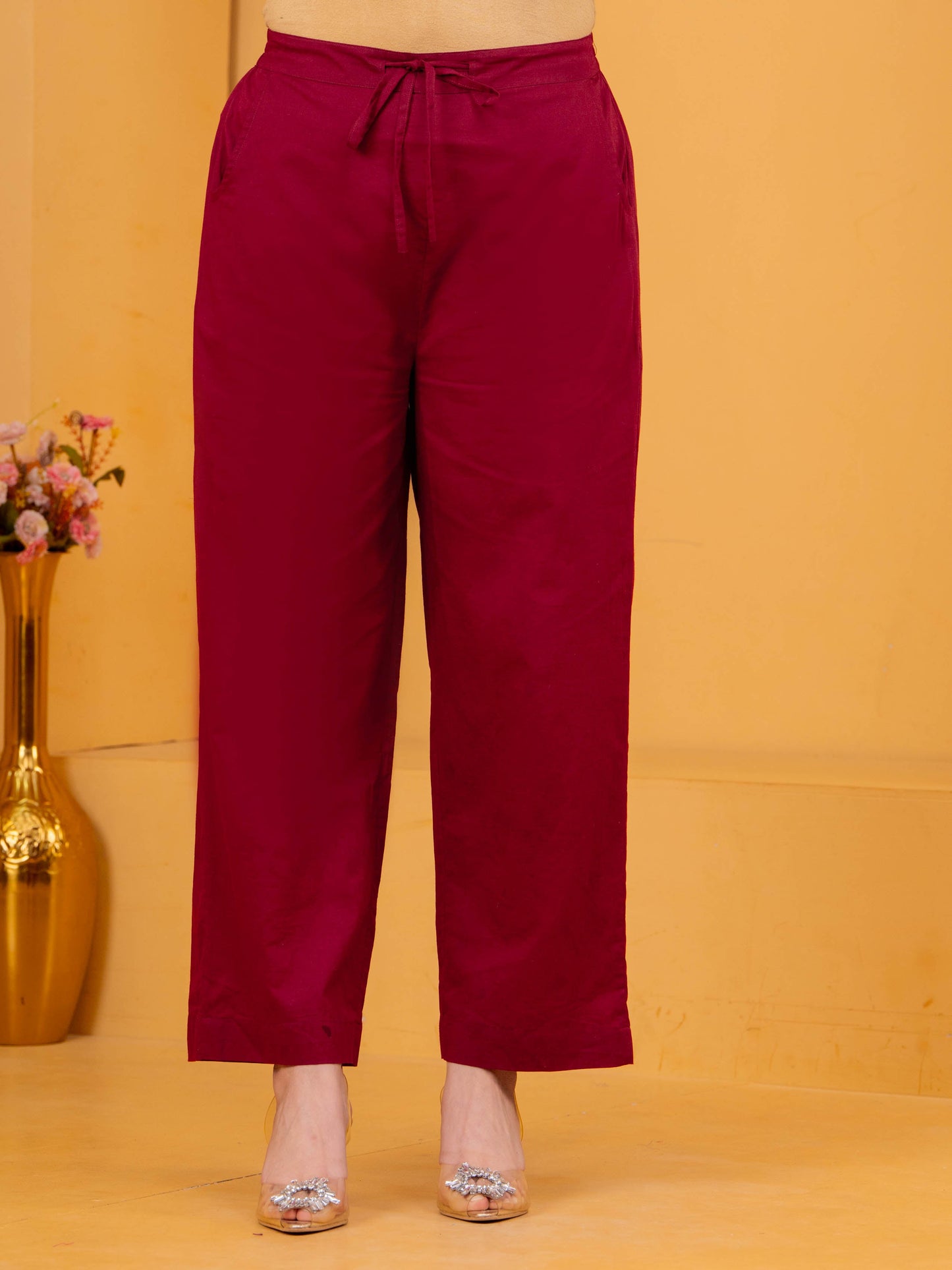Embroidered Viscose Solid Flared Maroon Kurta