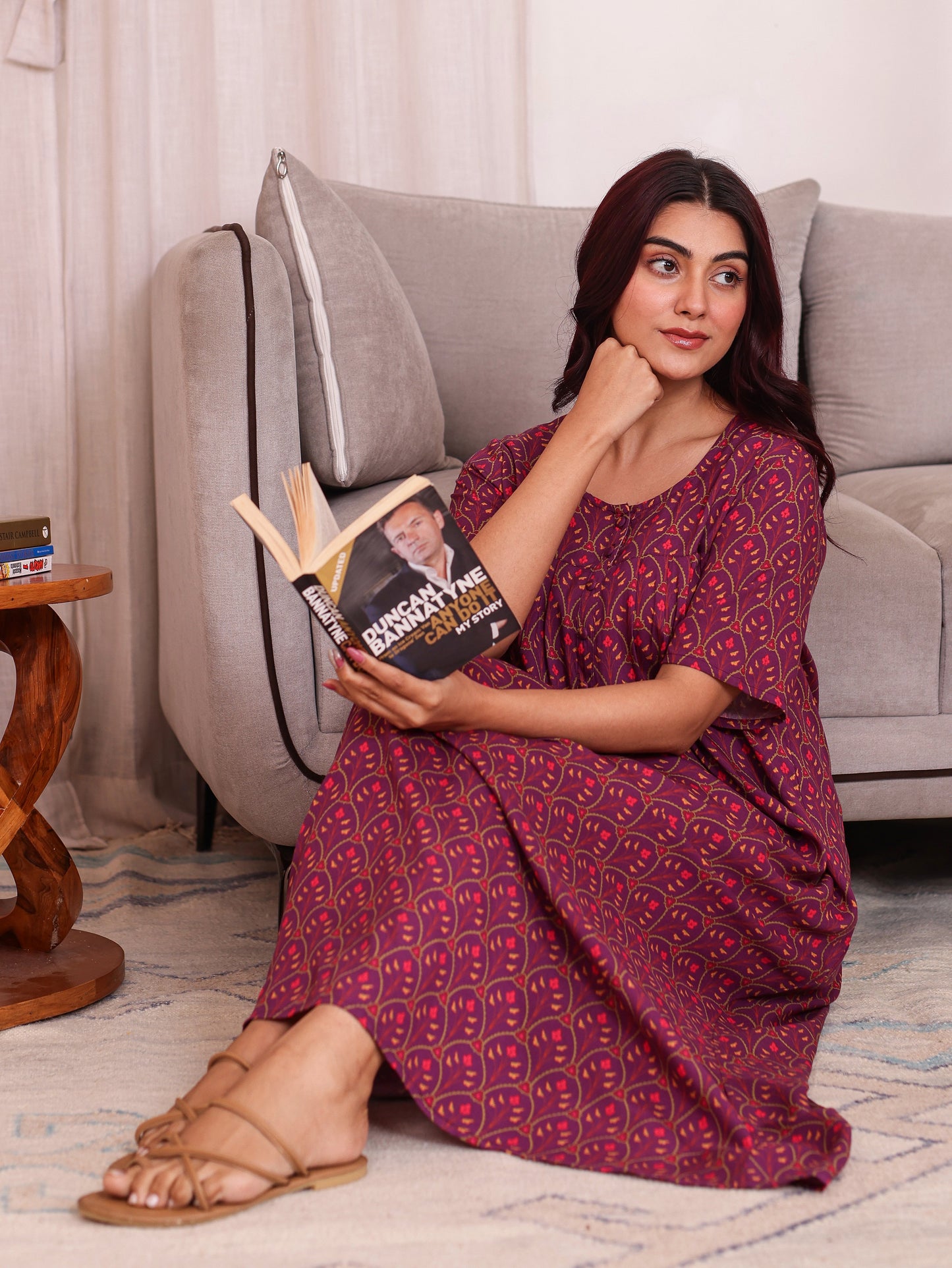 Viscose Floral Flared Purple Nighty