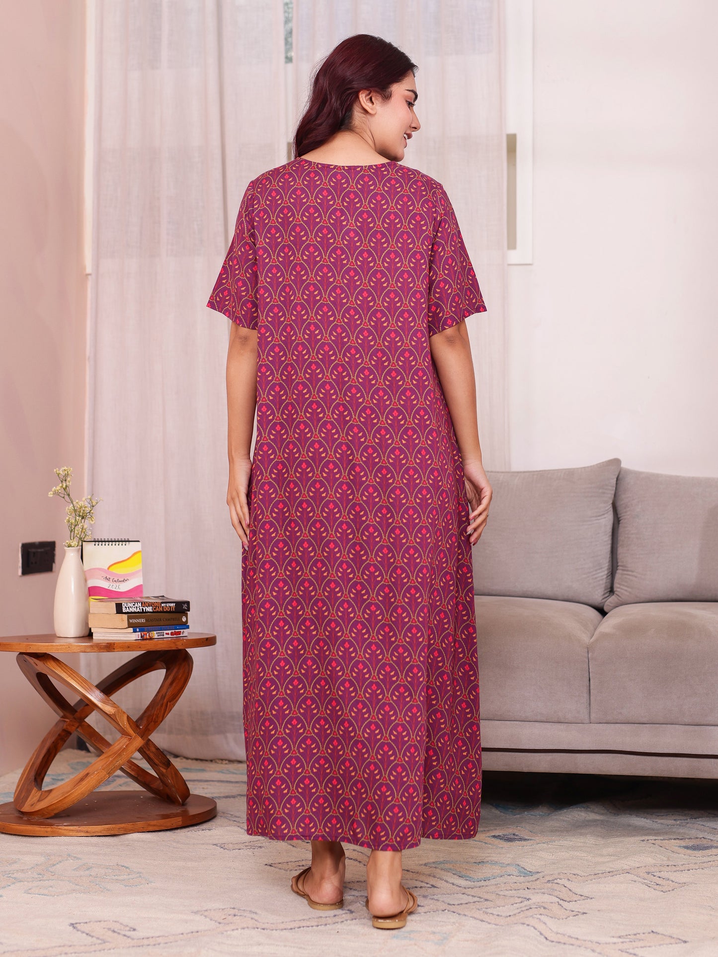 Viscose Floral Flared Purple Nighty