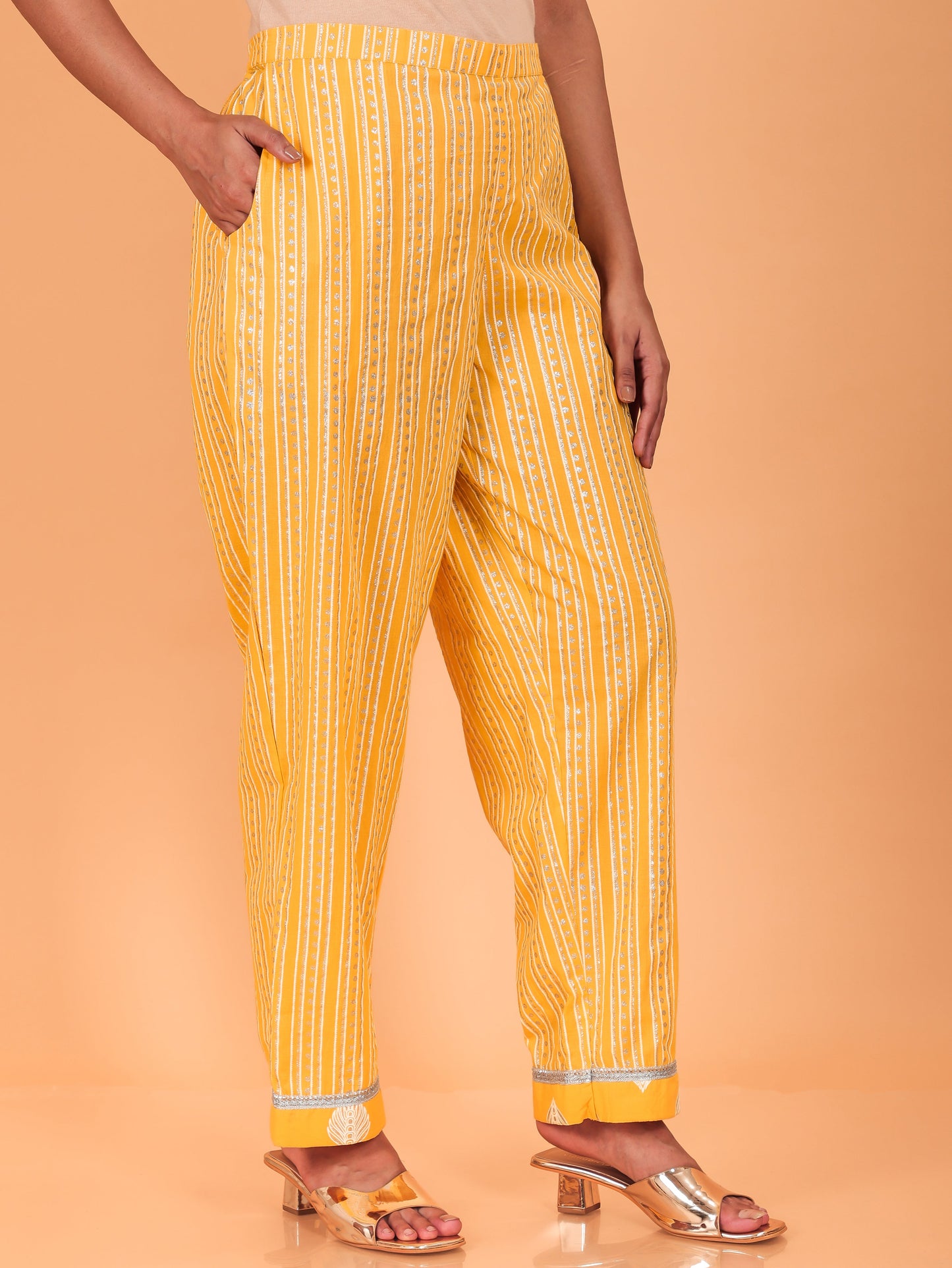 Soft Cotton Striped Crop Pant