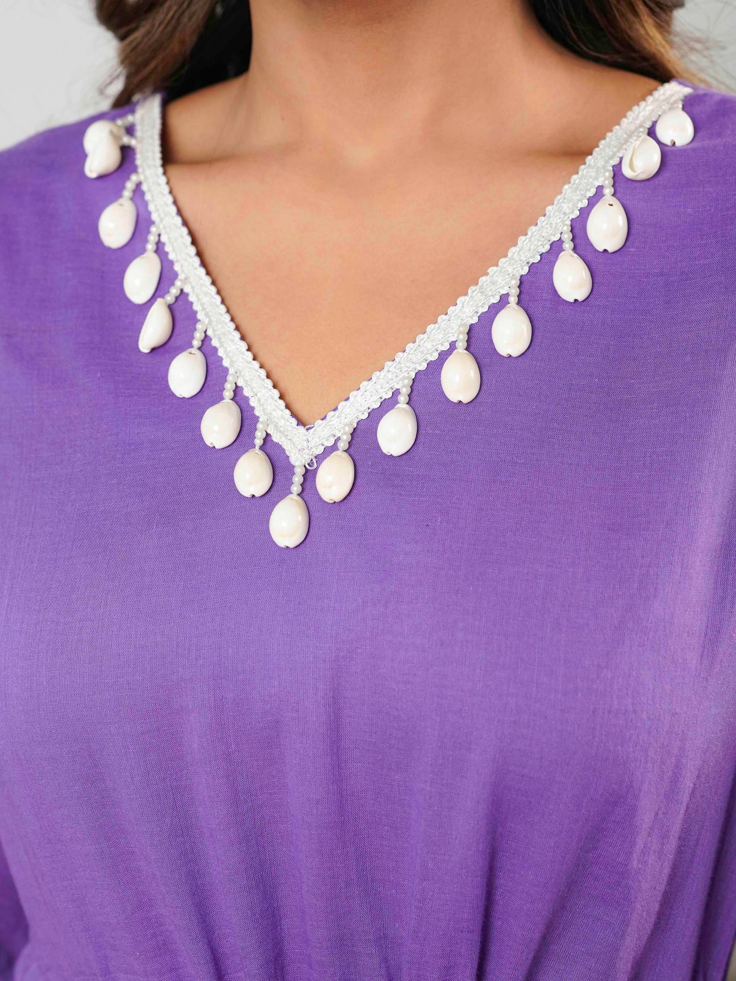 Cotton Voile Solid Violet Dress