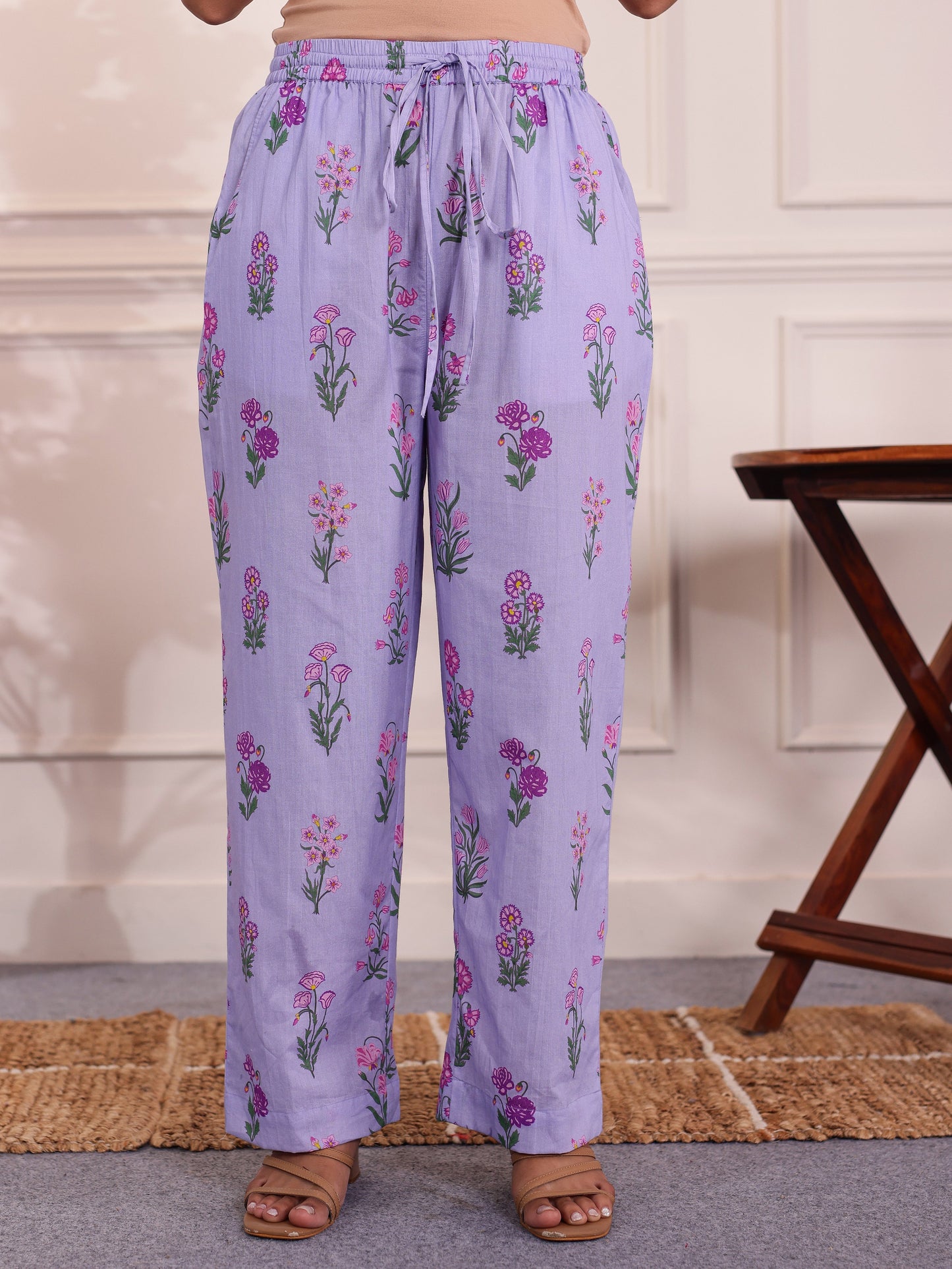 Soft Cotton Butta Lavender Trousers