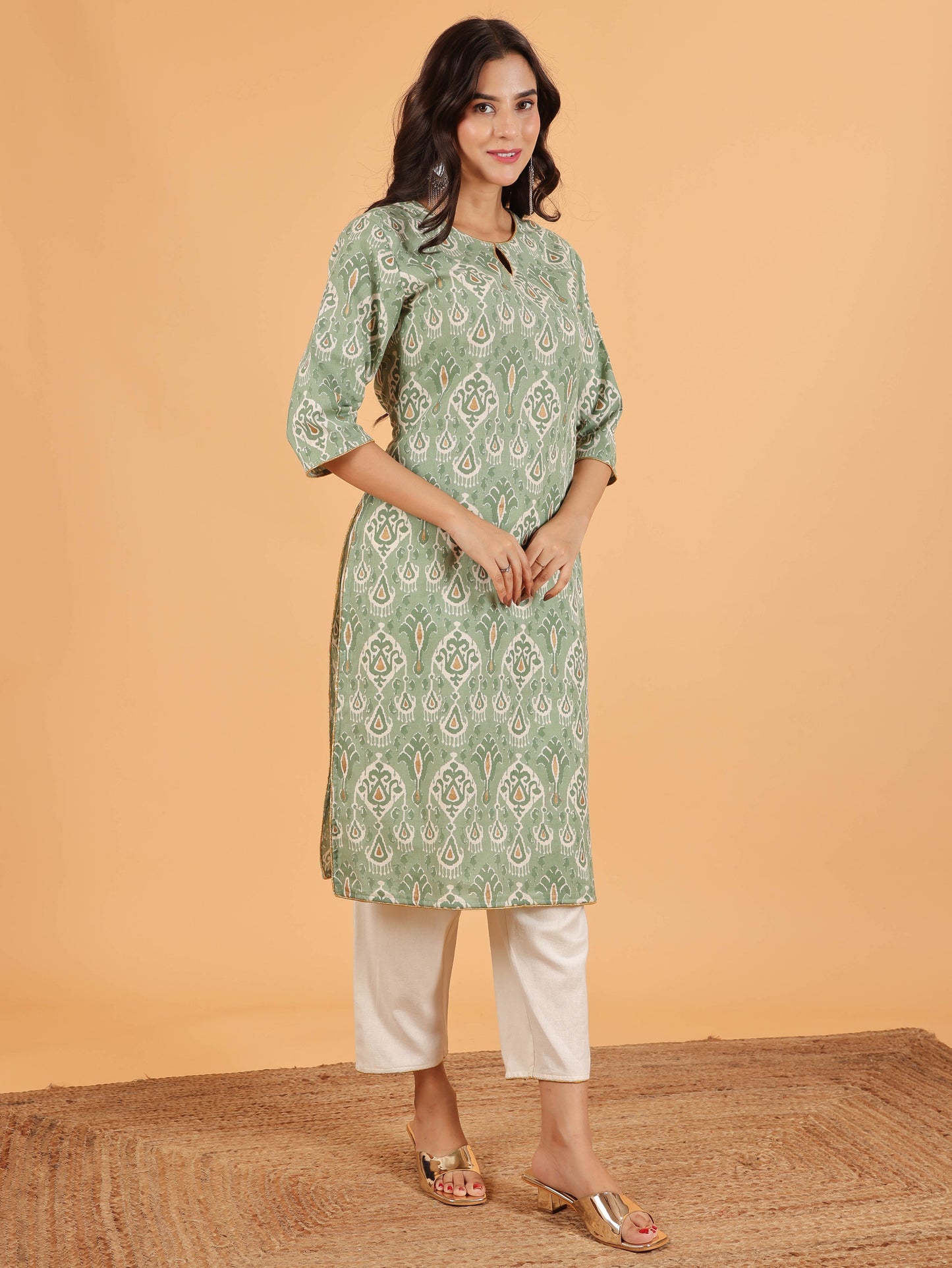 Linen Cotton Ikat Kurta