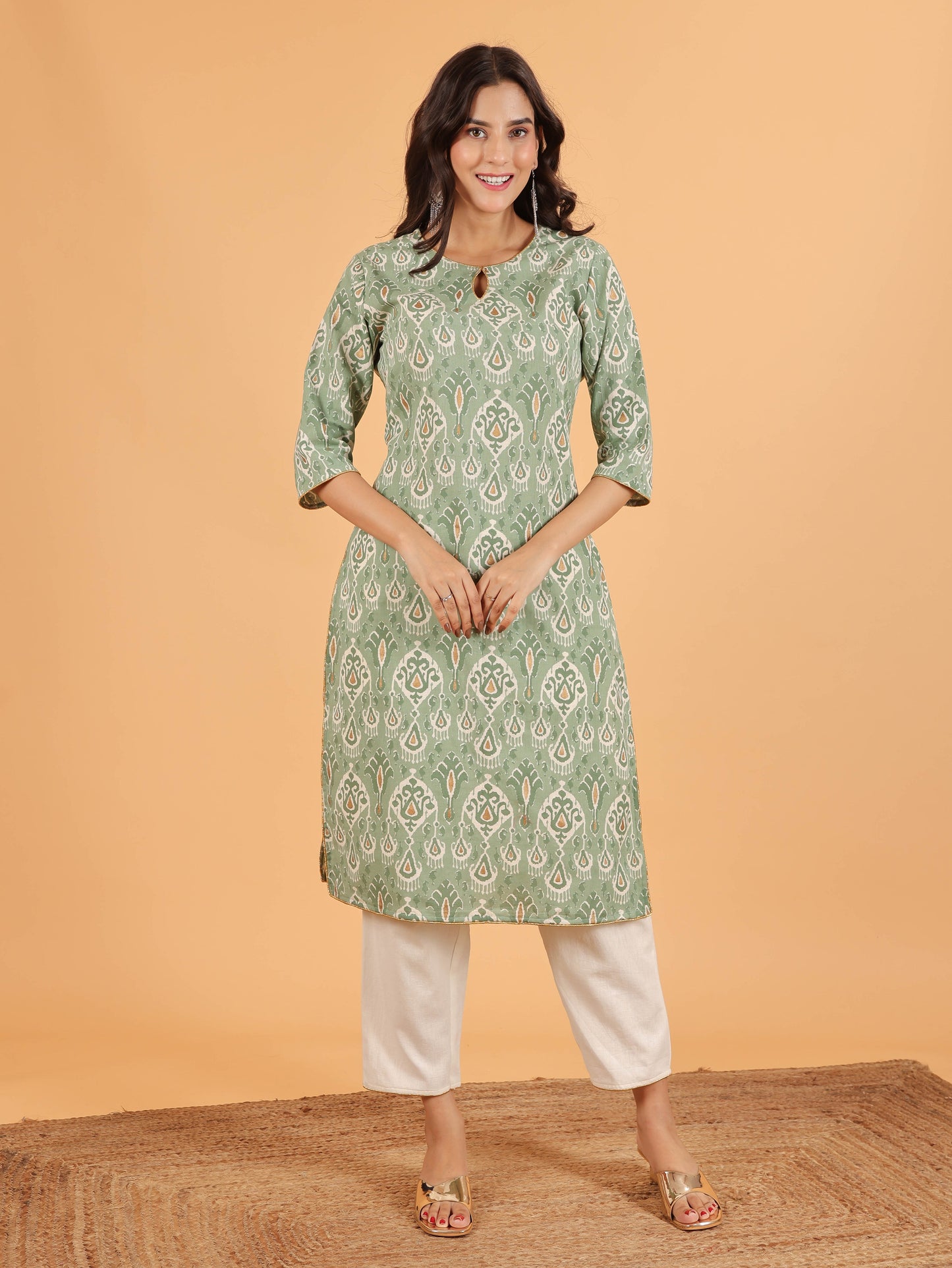 Linen Cotton Ikat Kurta