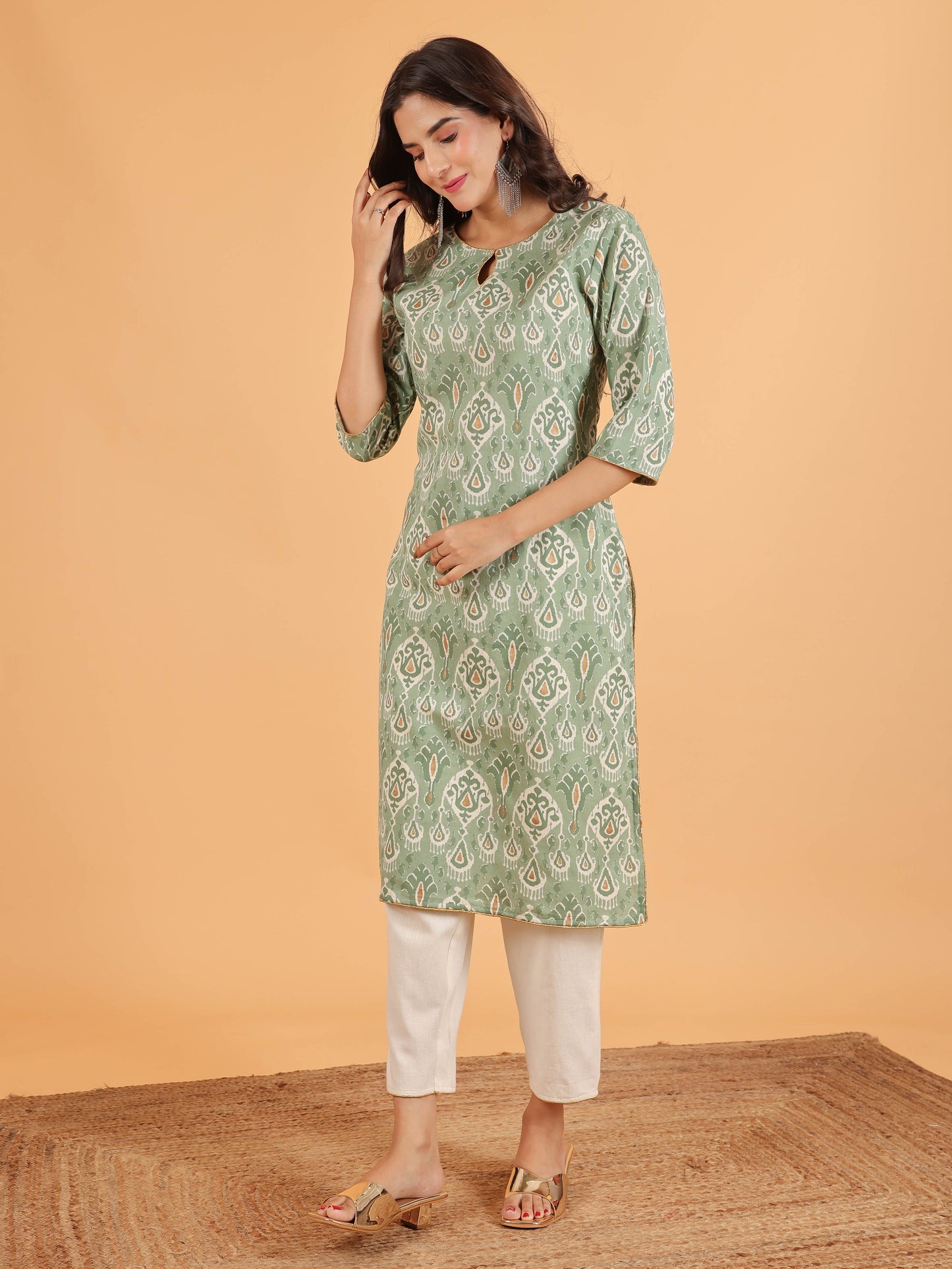 Linen Cotton Ikat Kurta