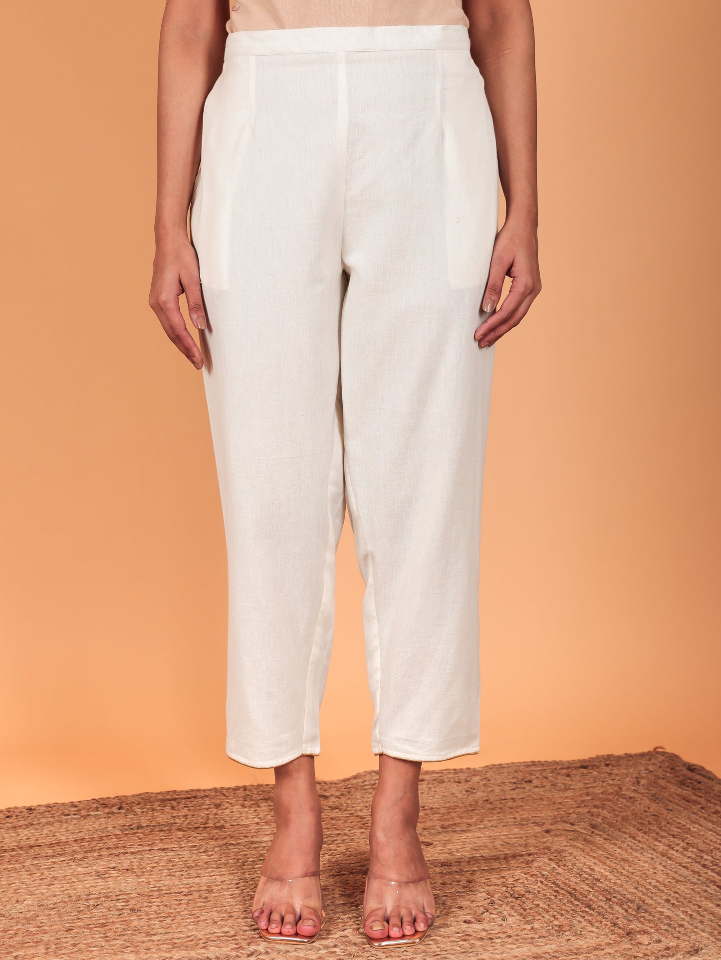 Linen Cotton Ikat Pathani Pink Kurta