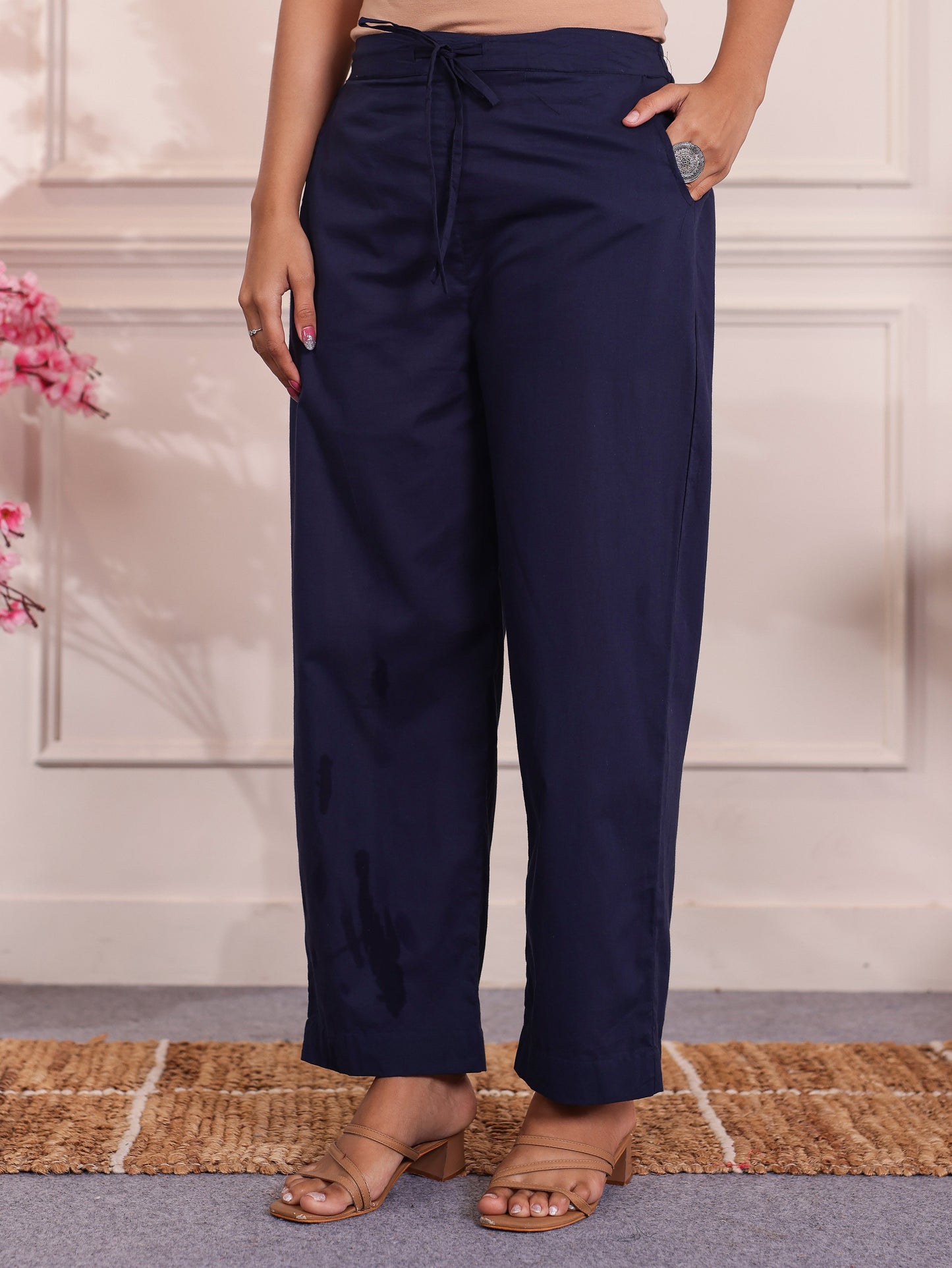 Soft Cotton Floral Blue Kurta