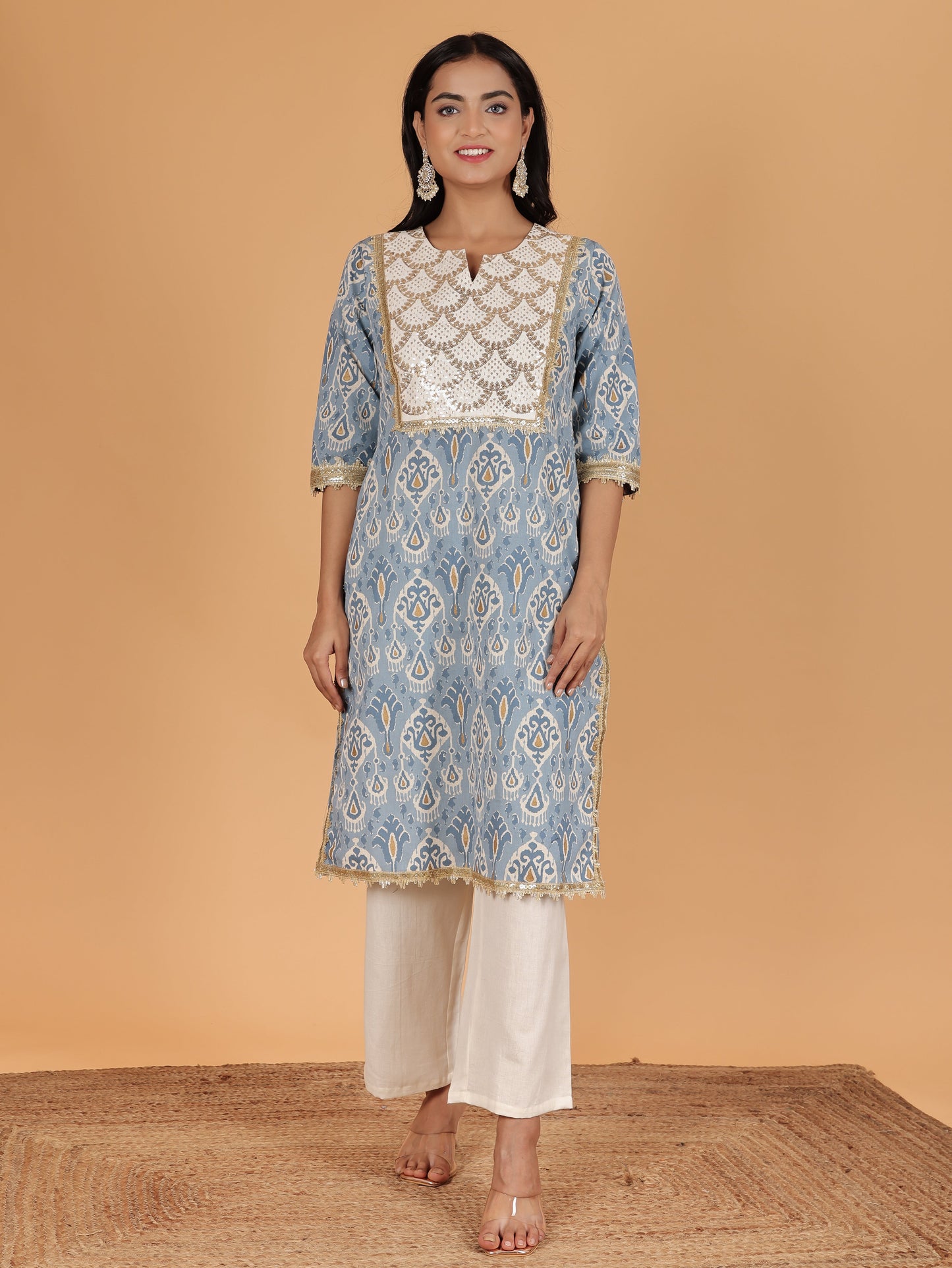 Linen Cotton Ikat Kurta