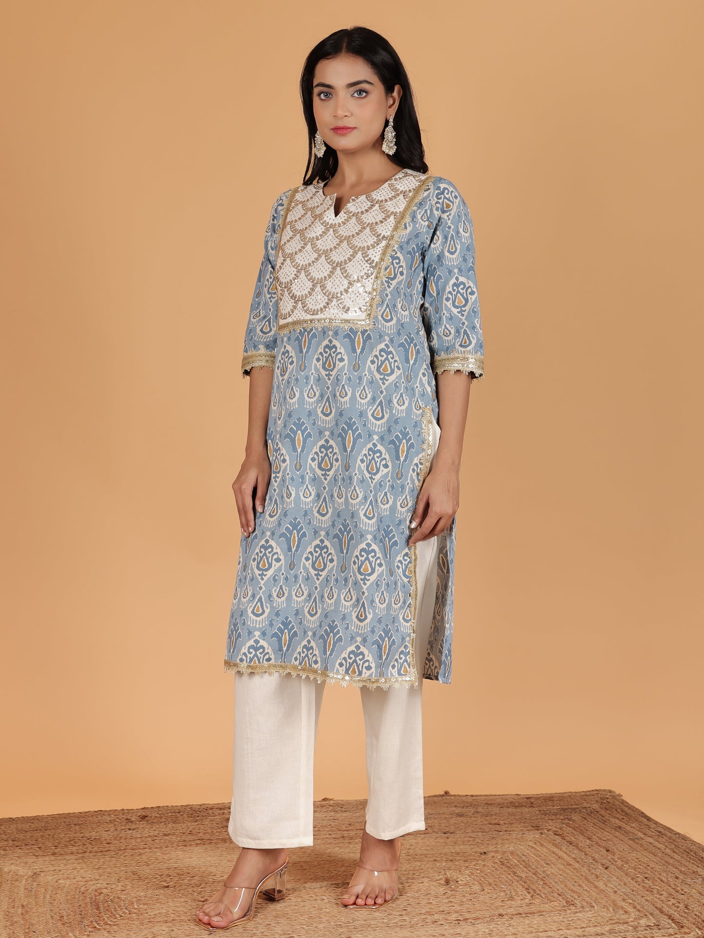 Linen Cotton Ikat Kurta