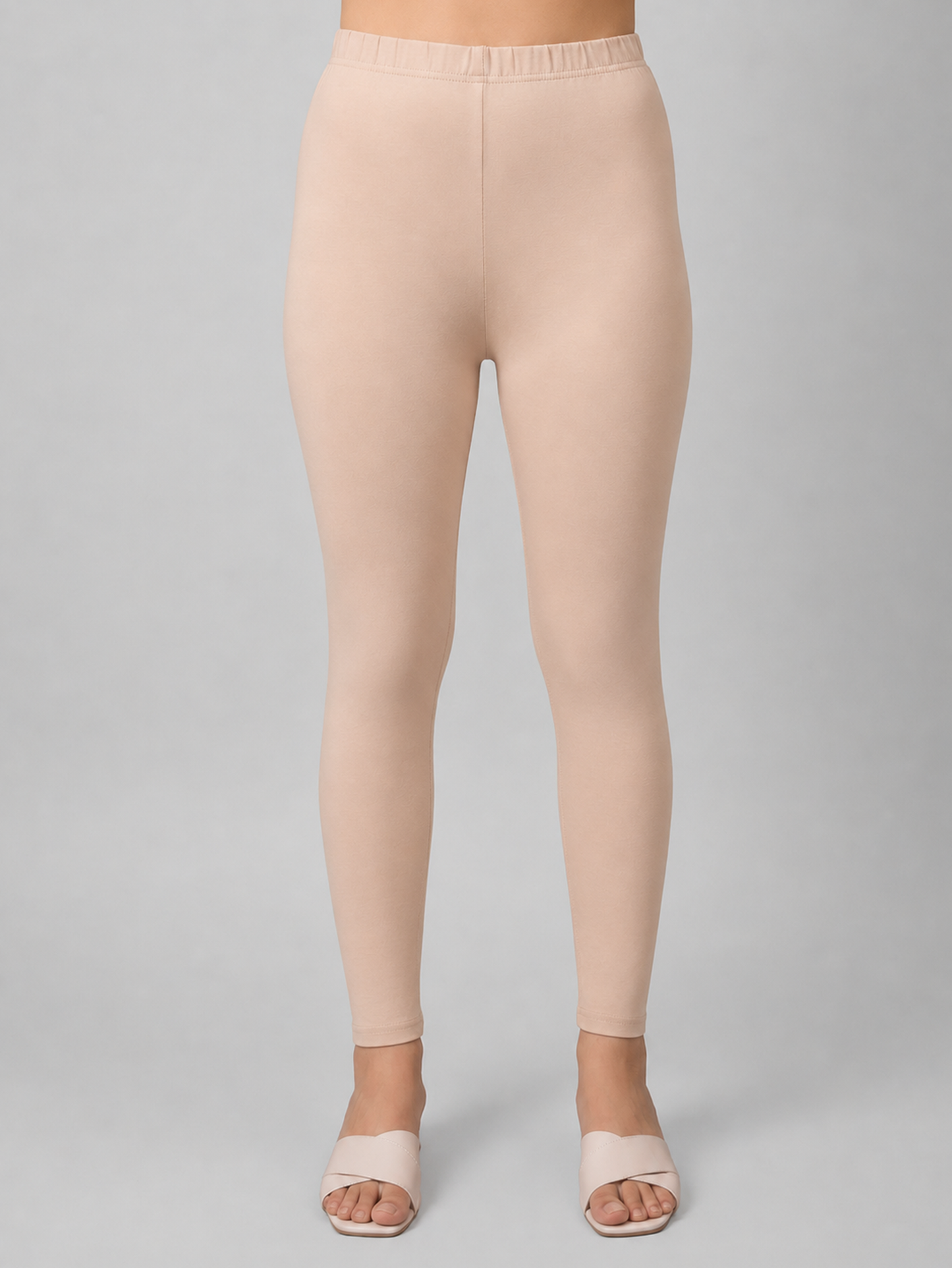Knit Solid Beige Leggings