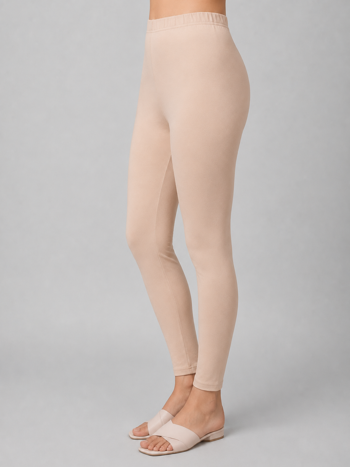 Knit Solid Beige Leggings