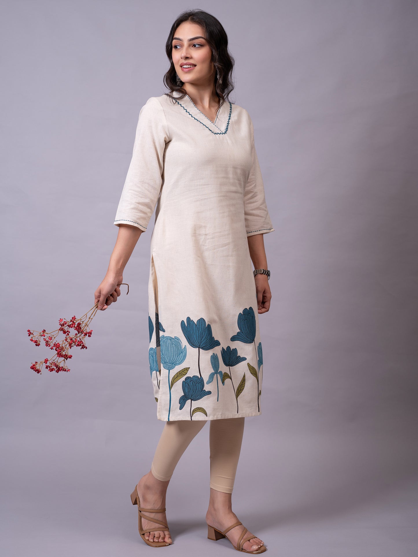 Knit Solid Beige Leggings