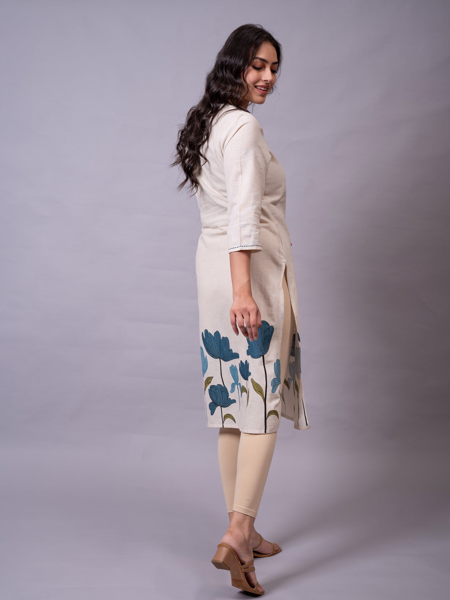 Knit Solid Beige Leggings