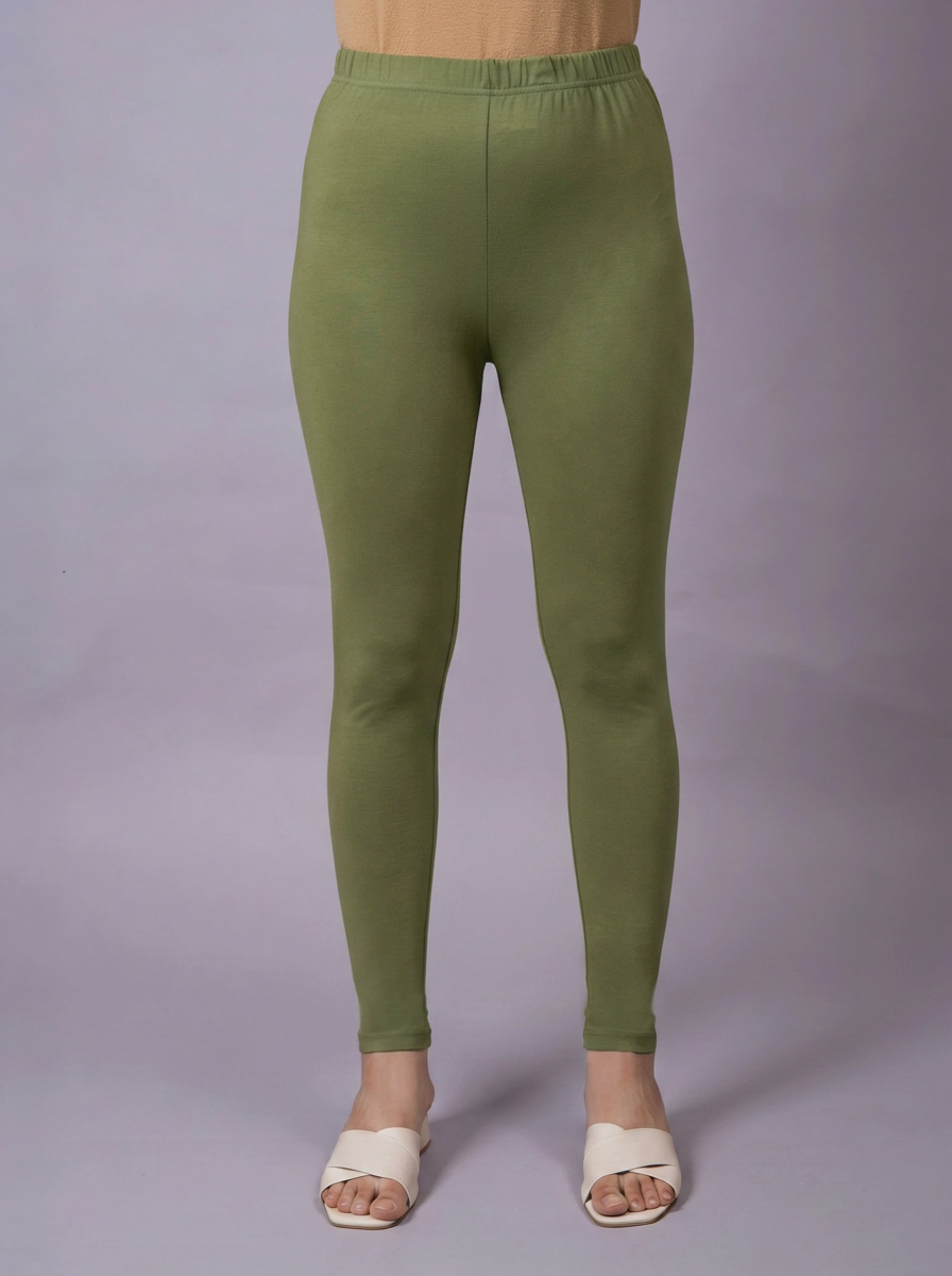 Knit Solid Olive Leggings
