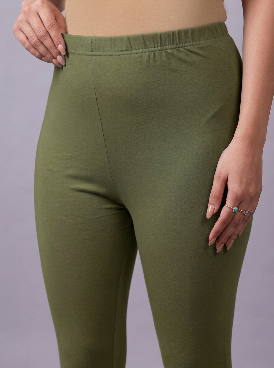 Knit Solid Olive Leggings
