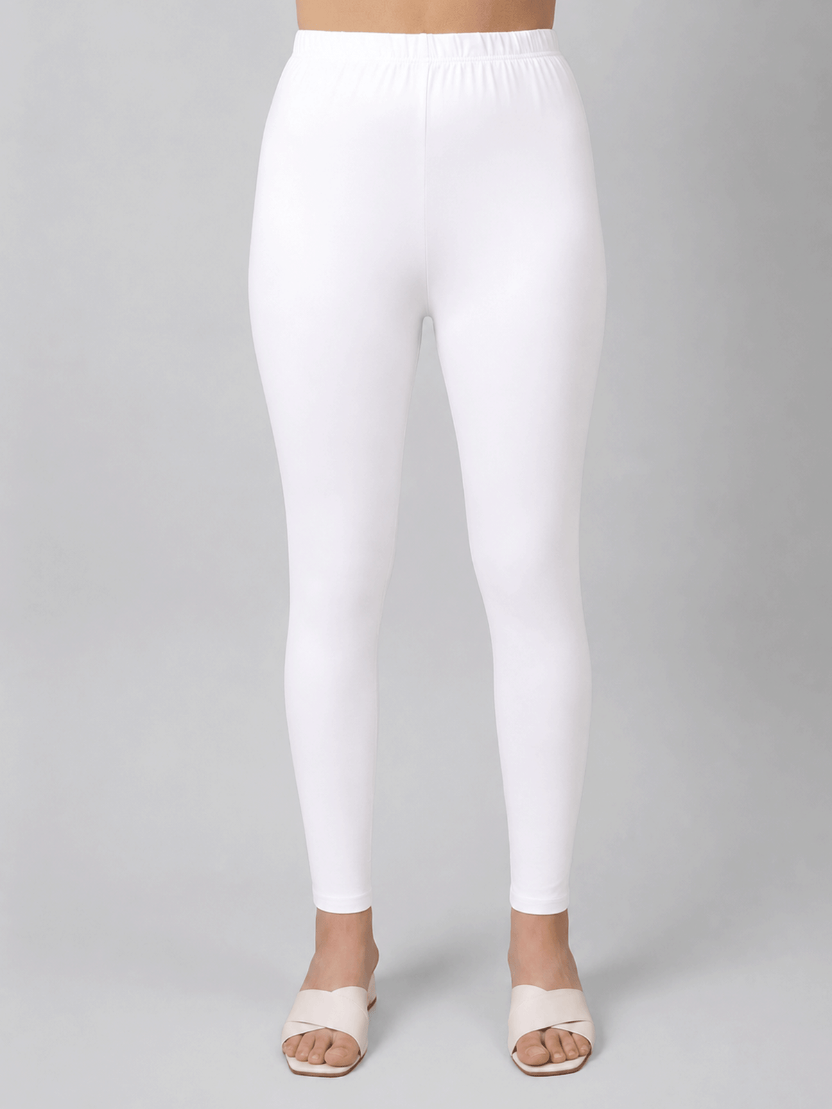 Knit Solid Off White Leggings