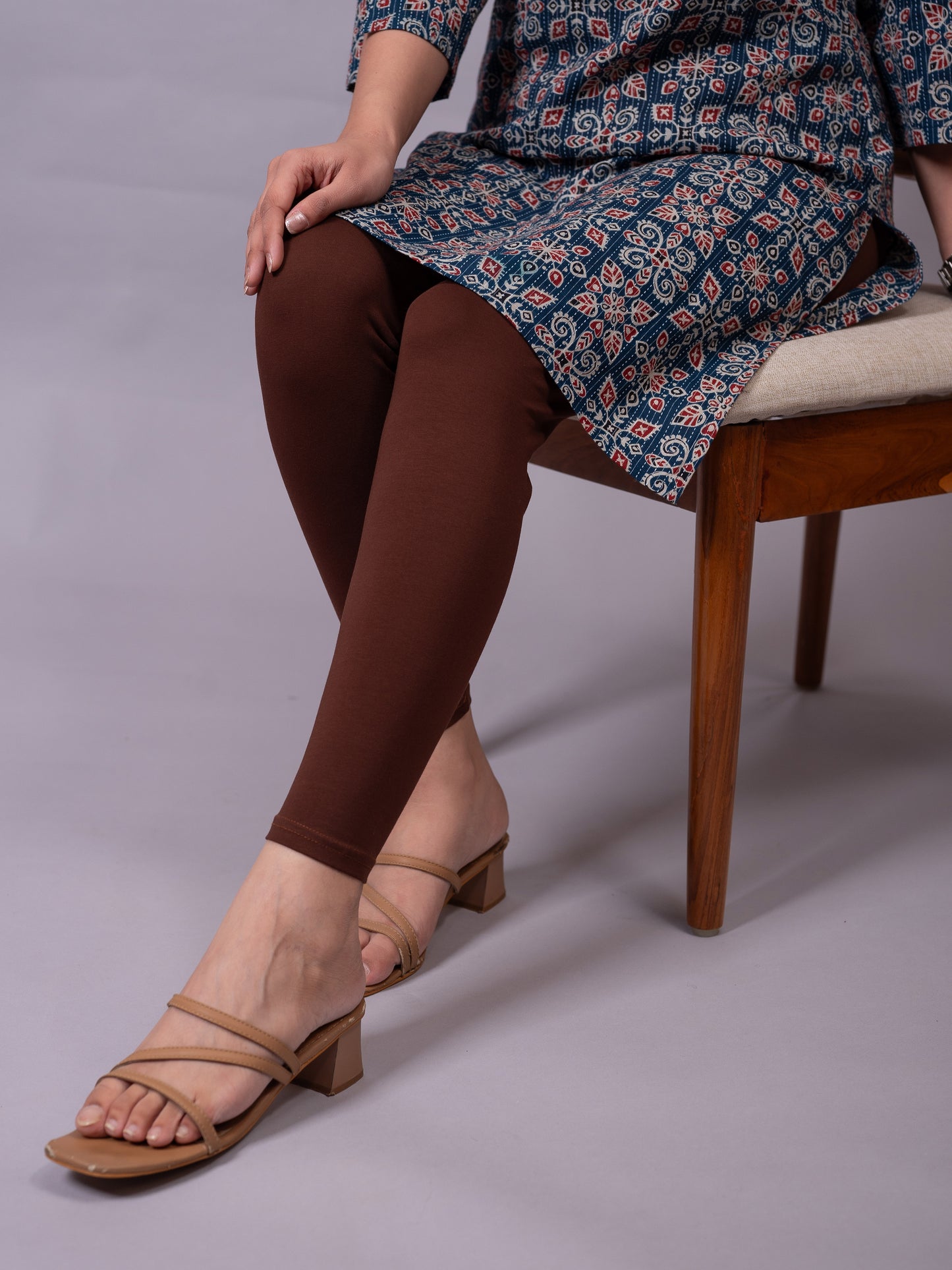 Knit Solid Coffee Brown Leggings