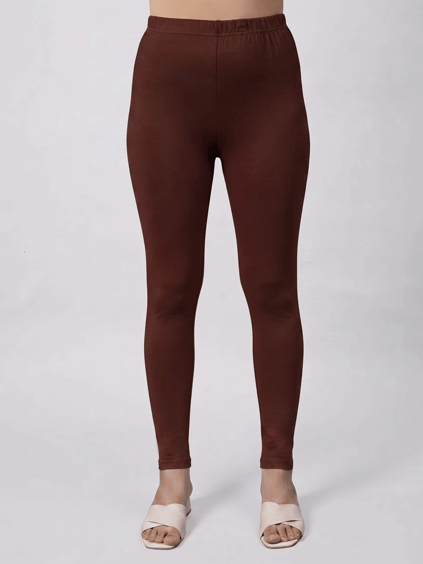 Knit Solid Coffee Brown Leggings