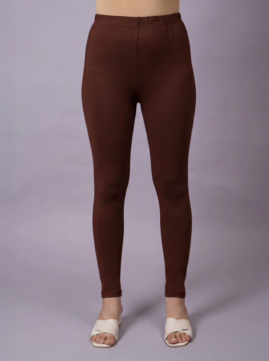 Knit Solid Coffee Brown Leggings