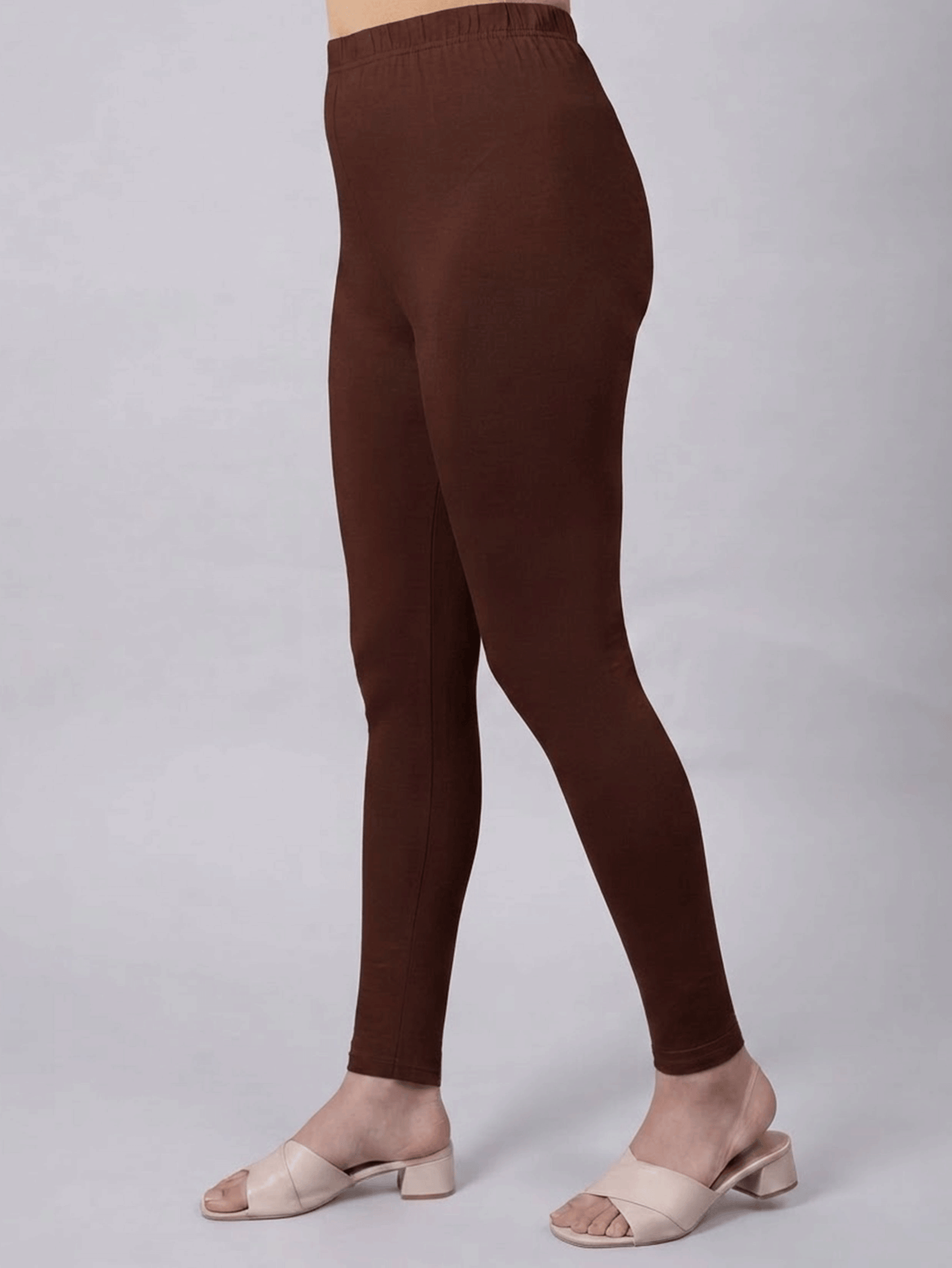 Knit Solid Coffee Brown Leggings