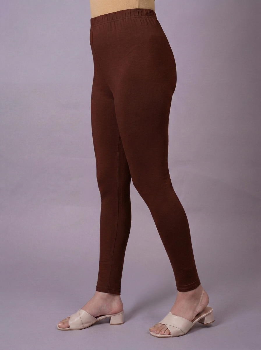 Knit Solid Coffee Brown Leggings