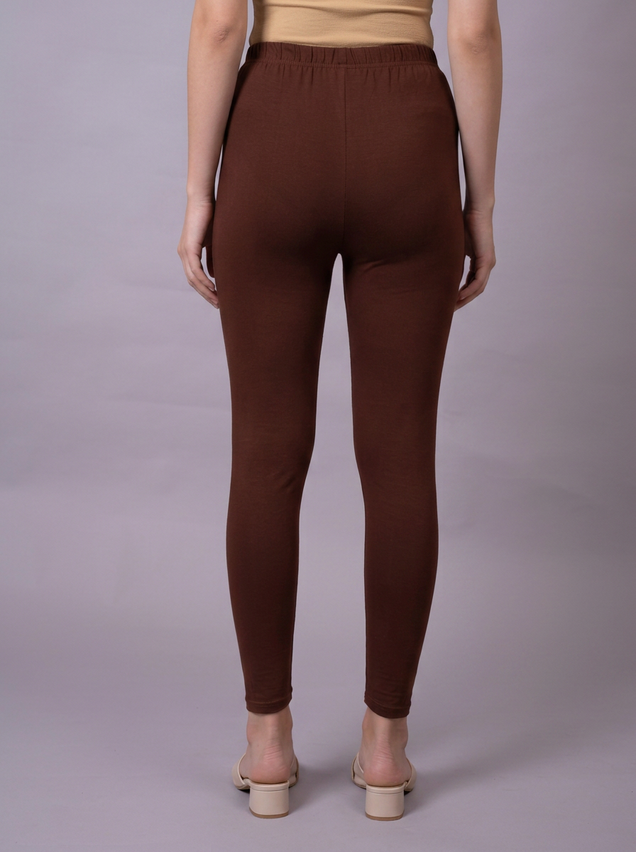Knit Solid Coffee Brown Leggings