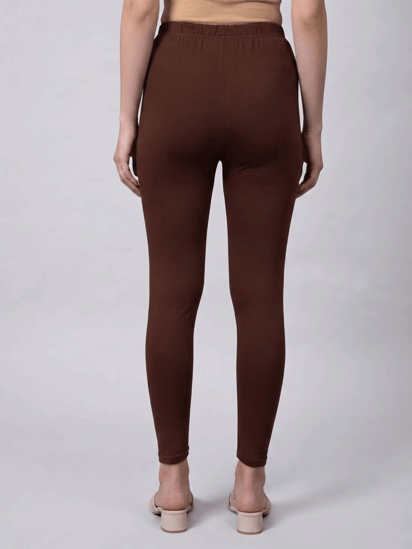 Knit Solid Coffee Brown Leggings