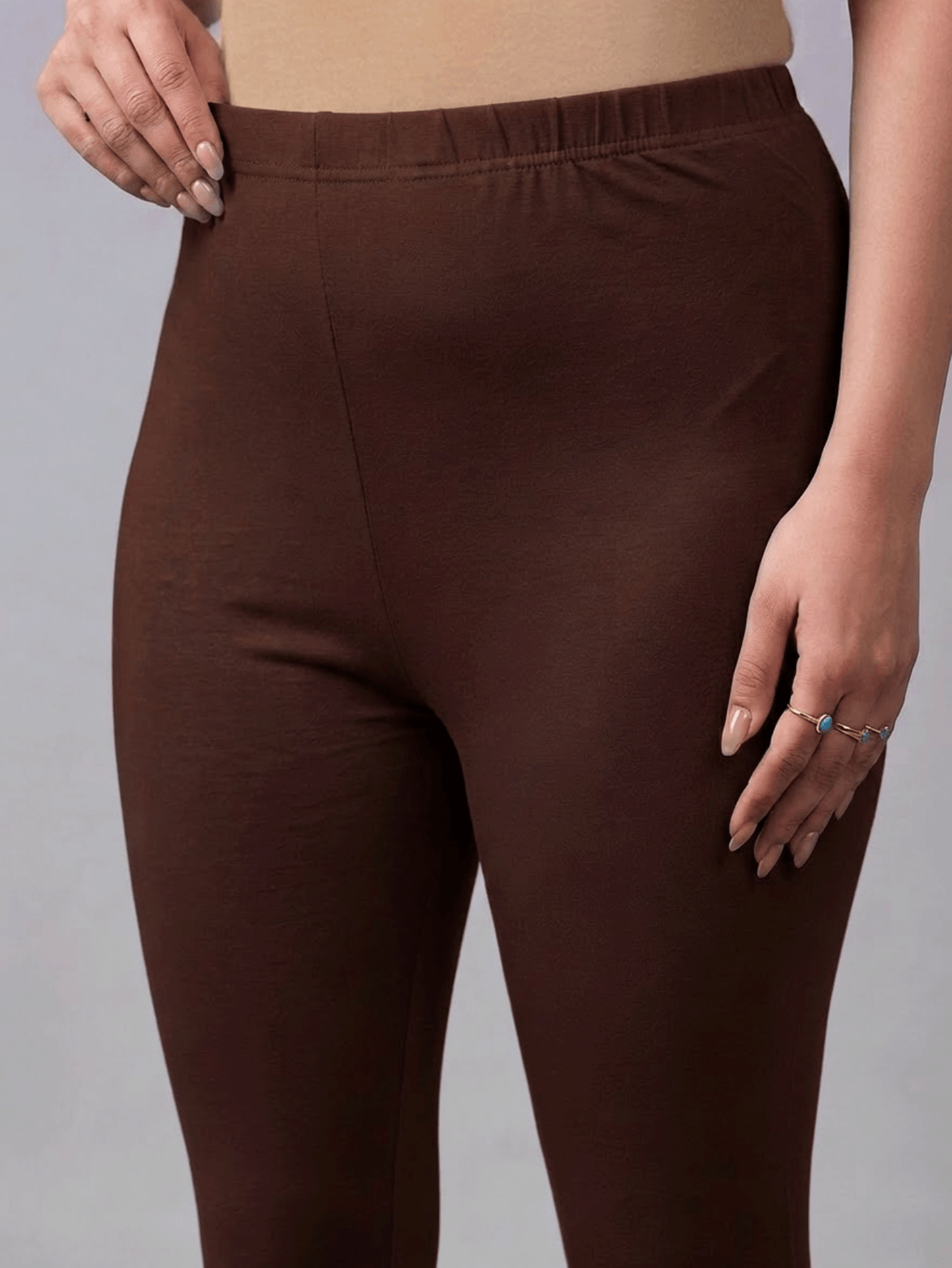 Knit Solid Coffee Brown Leggings