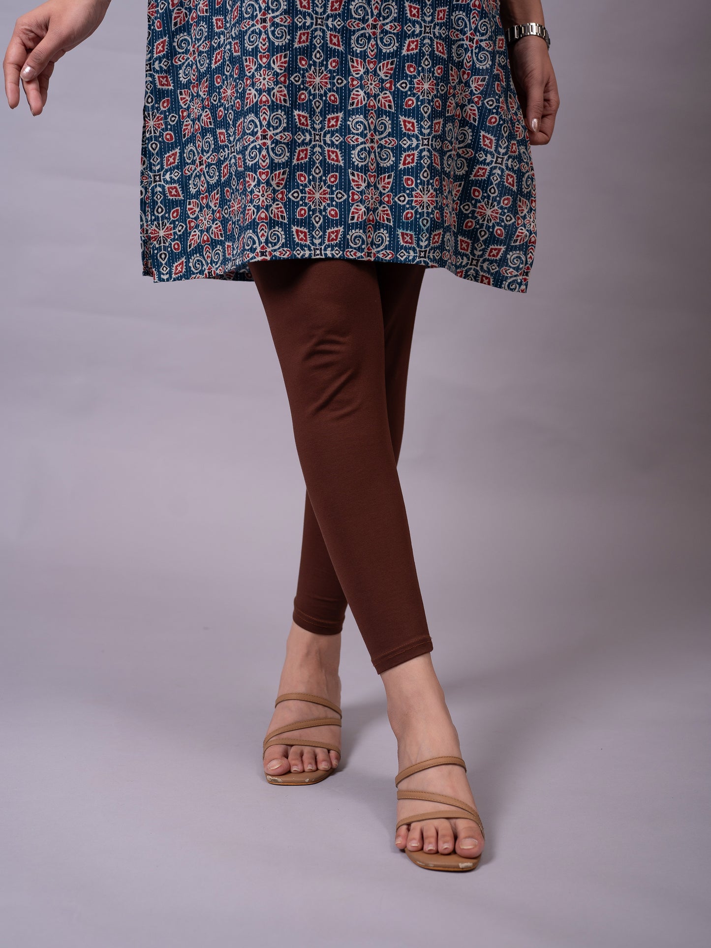 Knit Solid Coffee Brown Leggings