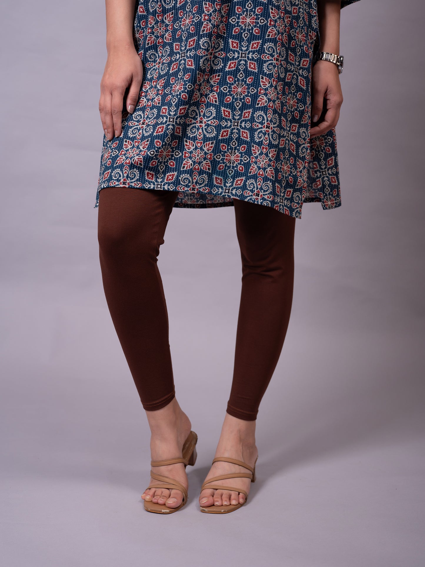 Knit Solid Coffee Brown Leggings
