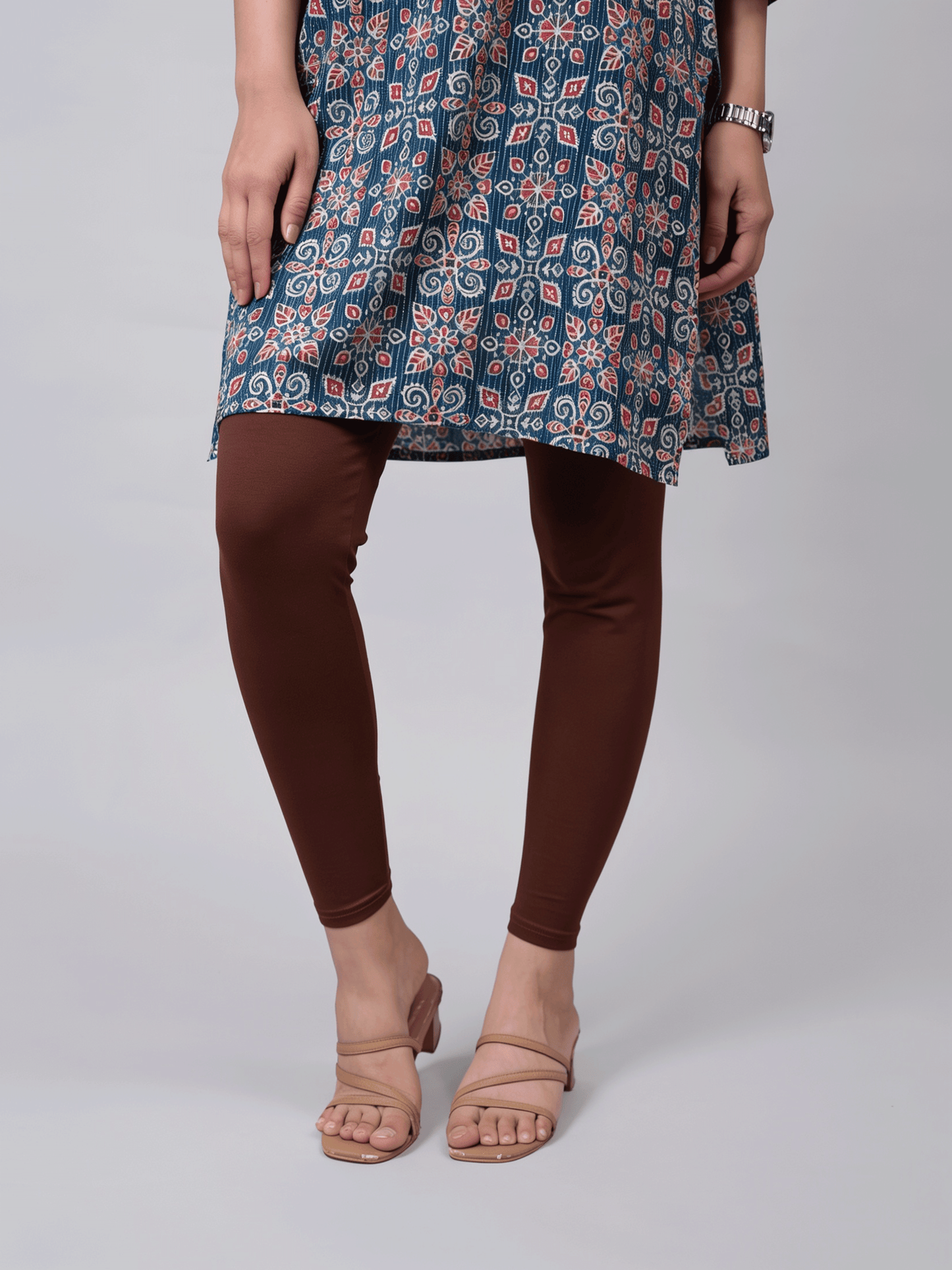 Knit Solid Coffee Brown Leggings