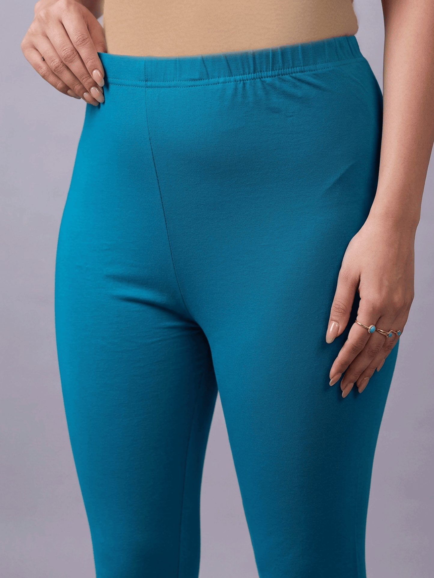 Knit Solid Turquoise Leggings