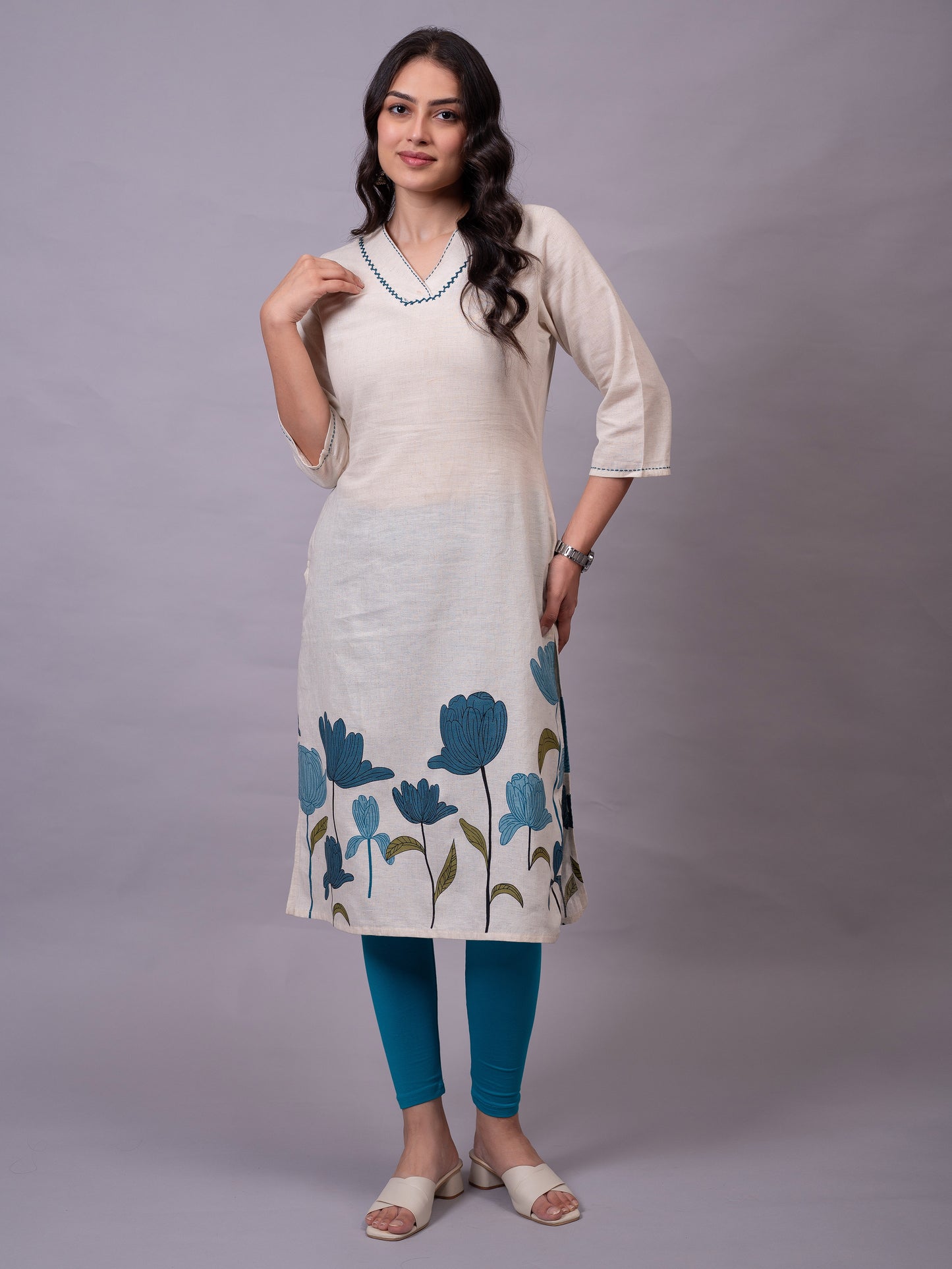 Knit Solid Turquoise Leggings