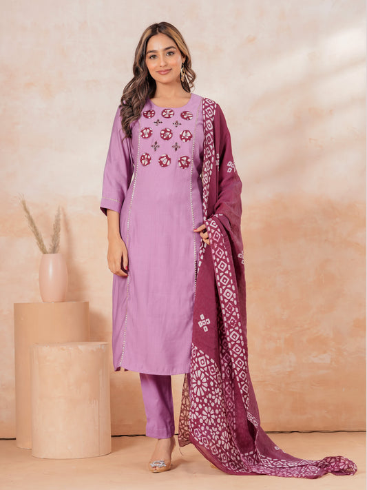 Chanderi Batik Wine Dupatta