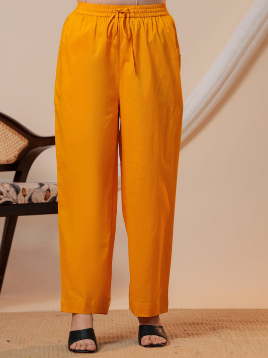 Soft cotton Solid Yellow Palazzo