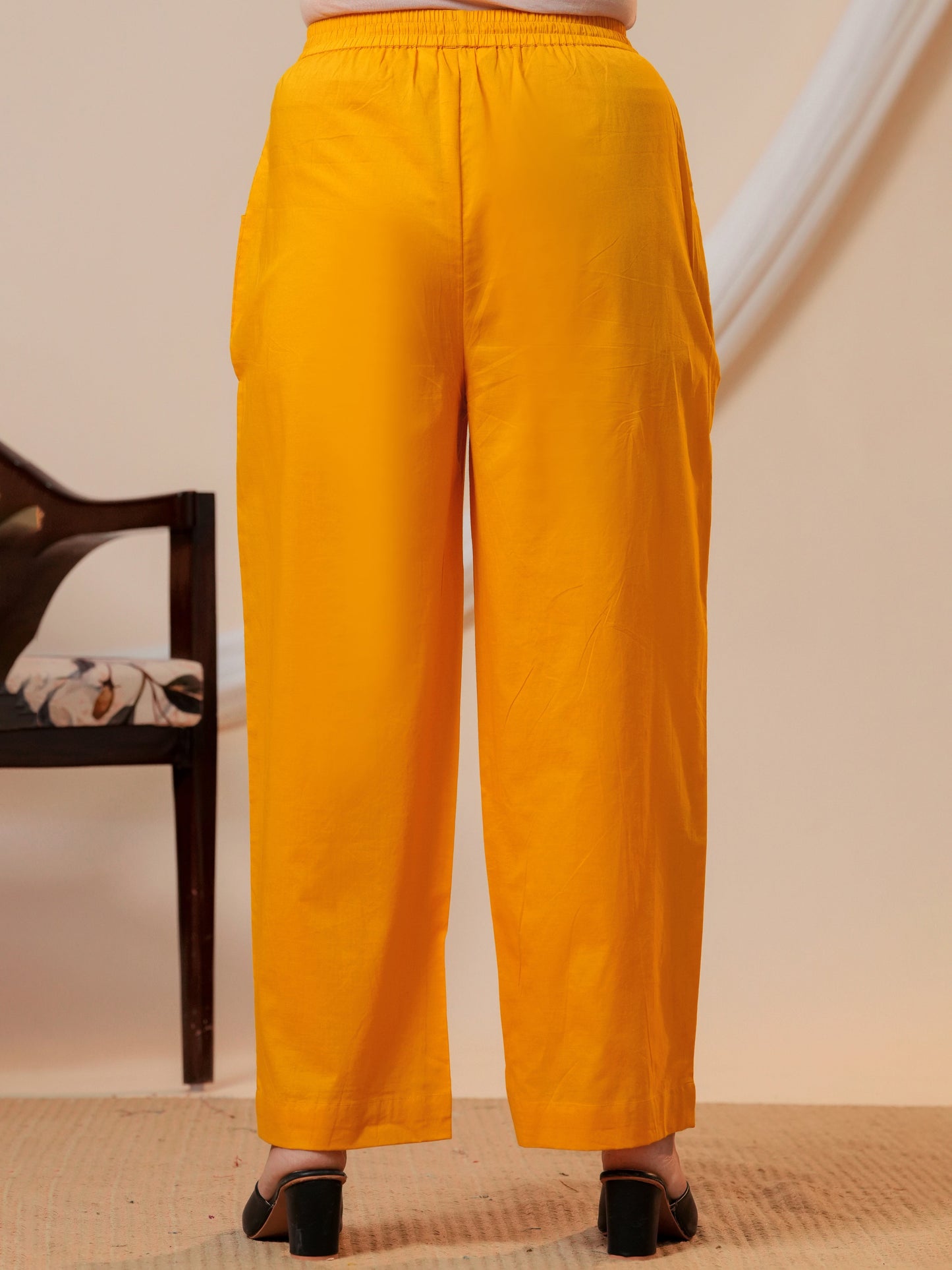Soft cotton Solid Yellow Palazzo