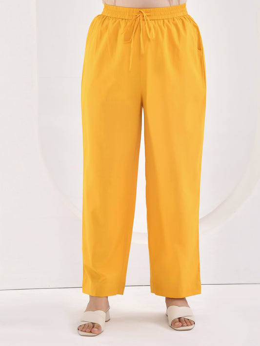 Soft cotton Solid Yellow Palazzo
