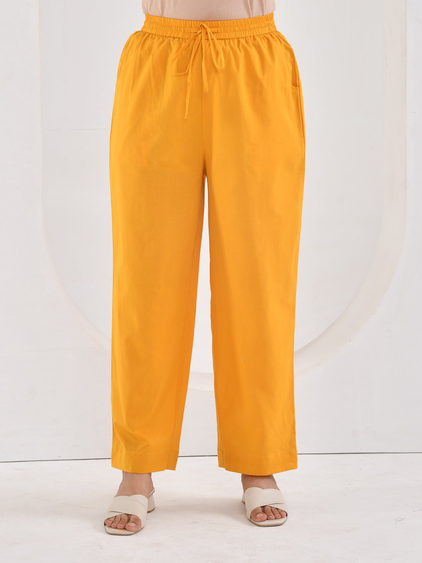 Embroidered Soft cotton Solid Straight Yellow Kurta