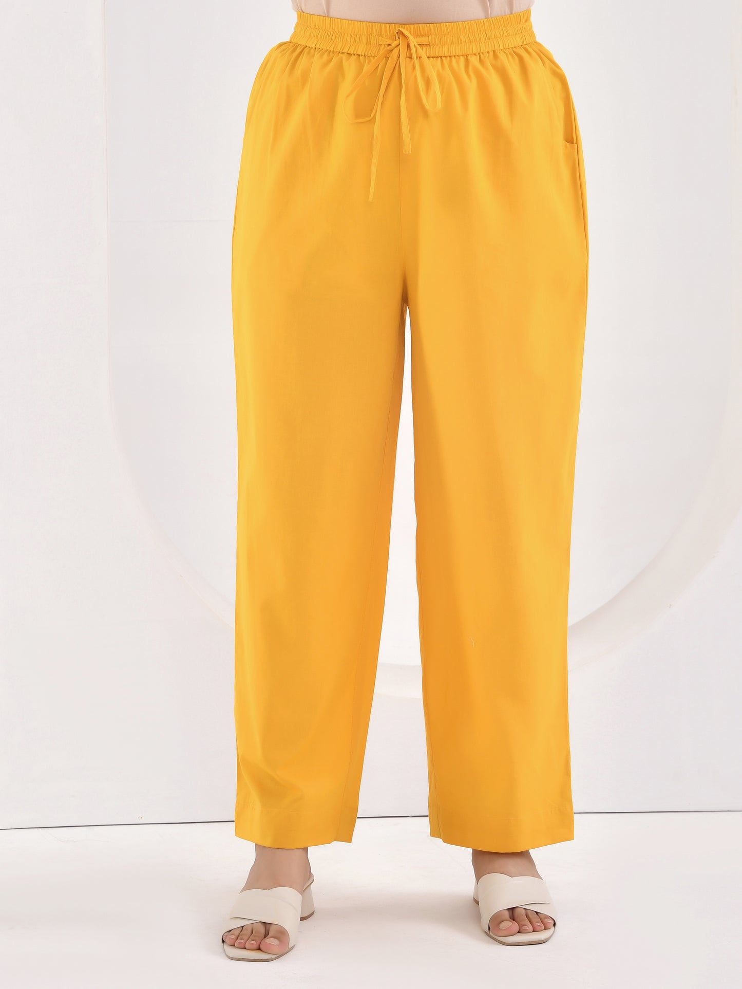 Embroidered Soft cotton Solid Straight Yellow Kurta