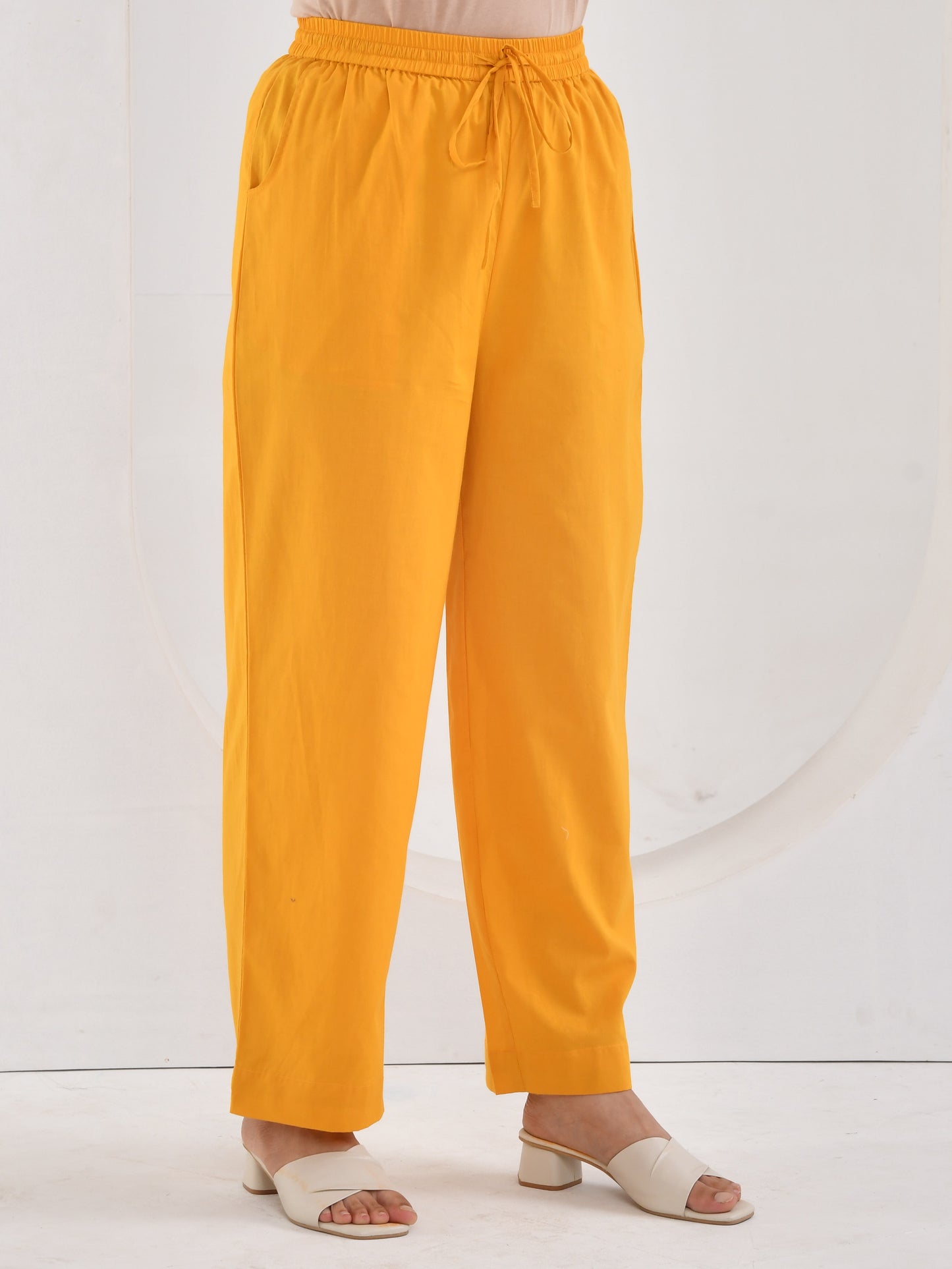 Embroidered Soft cotton Solid Straight Yellow Kurta